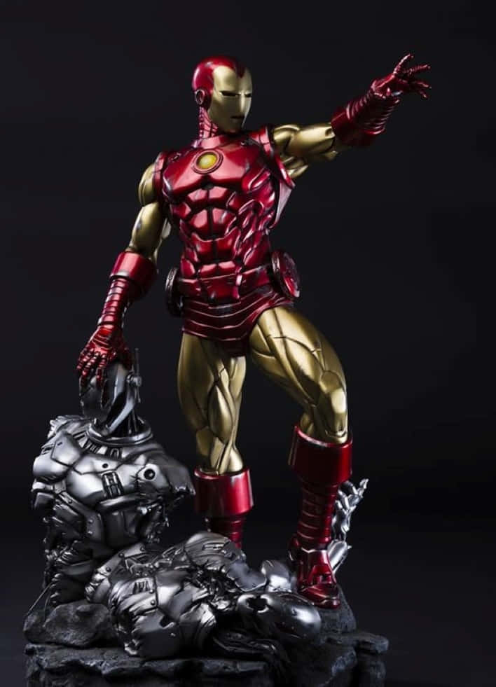 Superhero Iron Man in His Mighty Action Figure Form Wallpaper