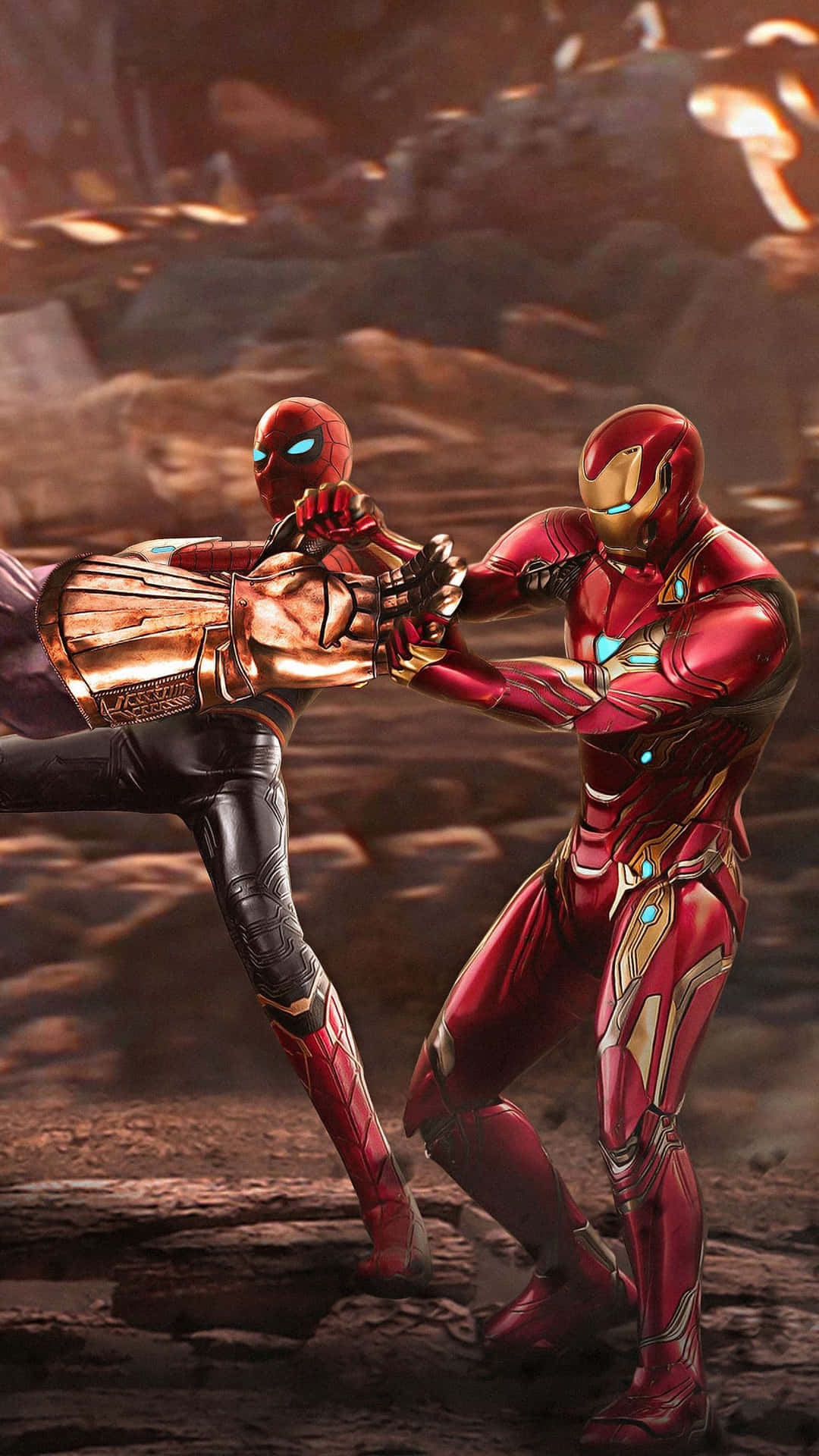 Hero Pals Iron Man and Spider-Man Join Forces Wallpaper
