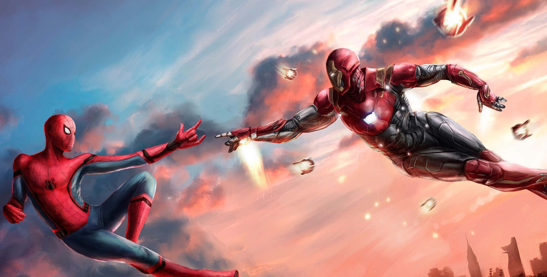 Iron Man and Spider-Man Together Wallpaper