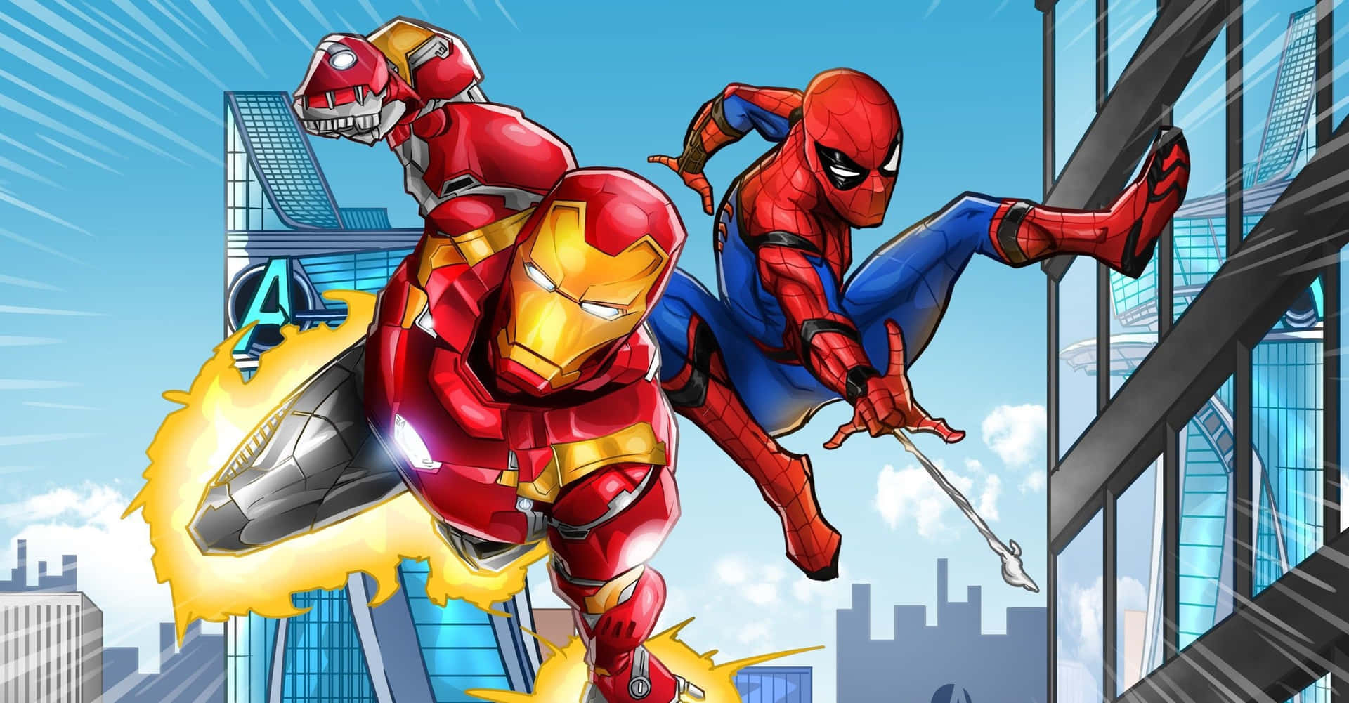 A Marvelous Alliance between Iron Man and Spider-Man Wallpaper