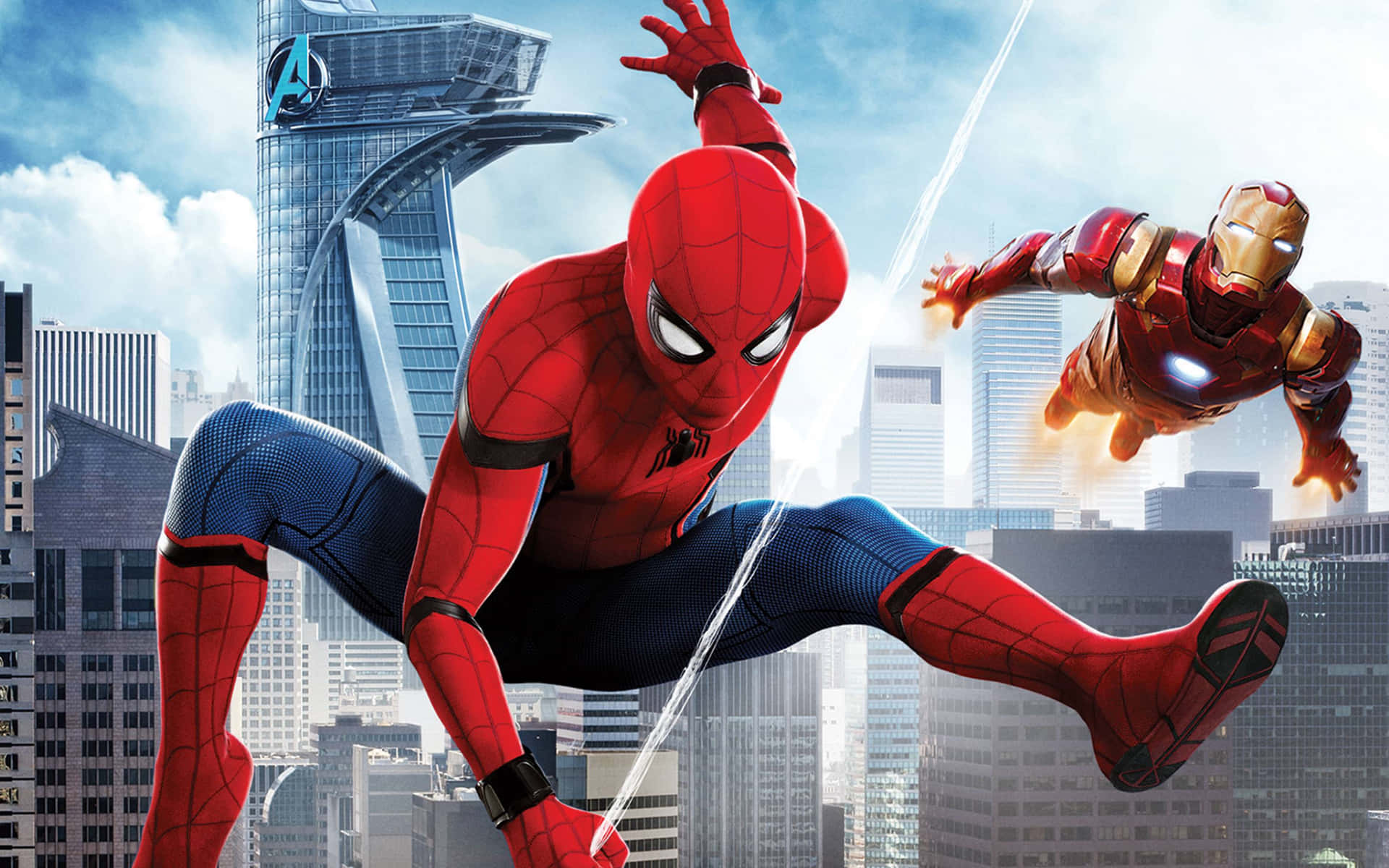Team Iron Man and Spider-Man United Wallpaper