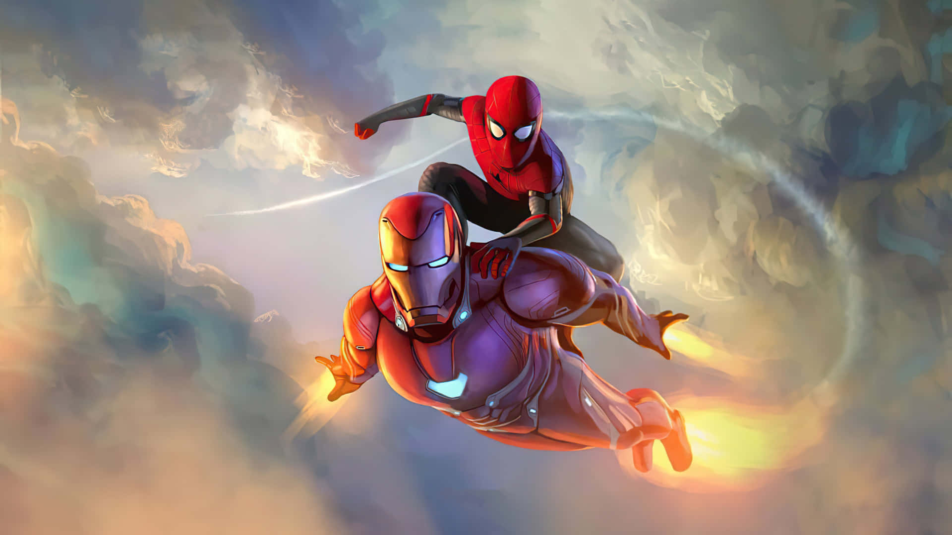 Iron Man and Spider-Man Doing a High Five Wallpaper