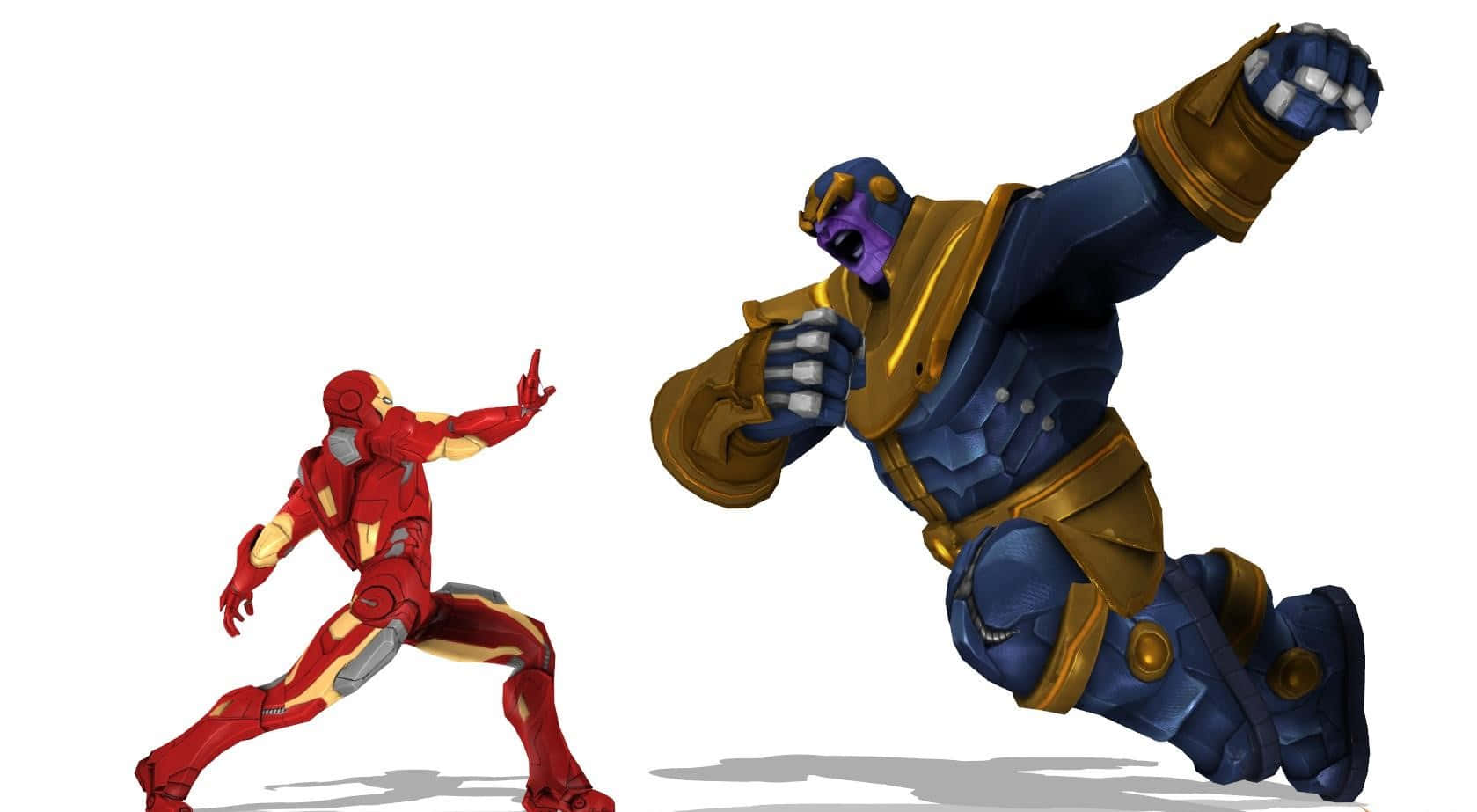 Iron Man and Thanos clash in a dark battle Wallpaper