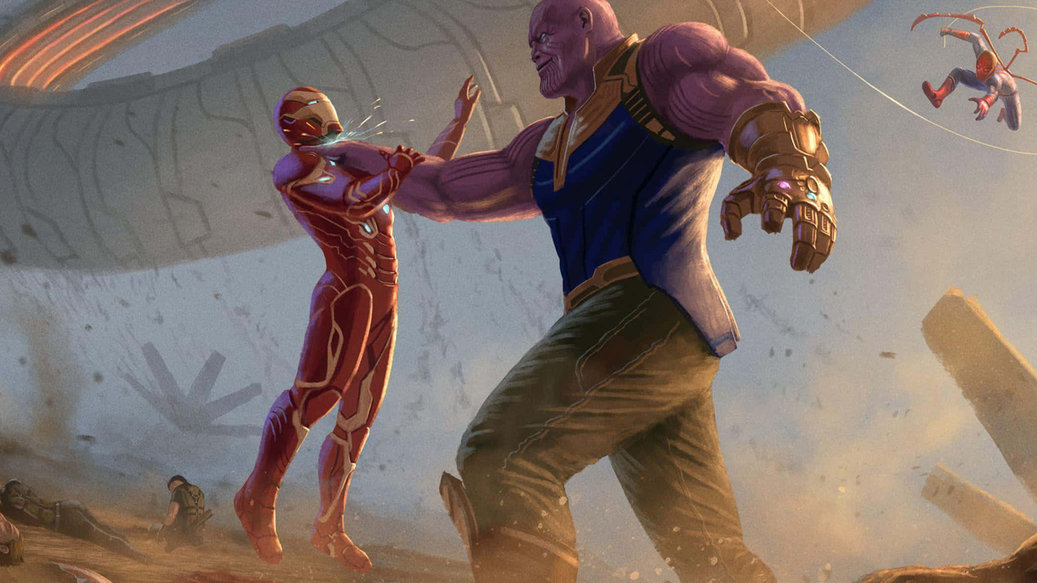 Iron Man and Thanos Join Forces to Fight for Justice Wallpaper
