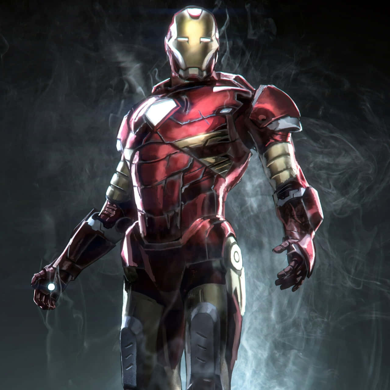 Iron Man Armor Standingin Smoke Wallpaper