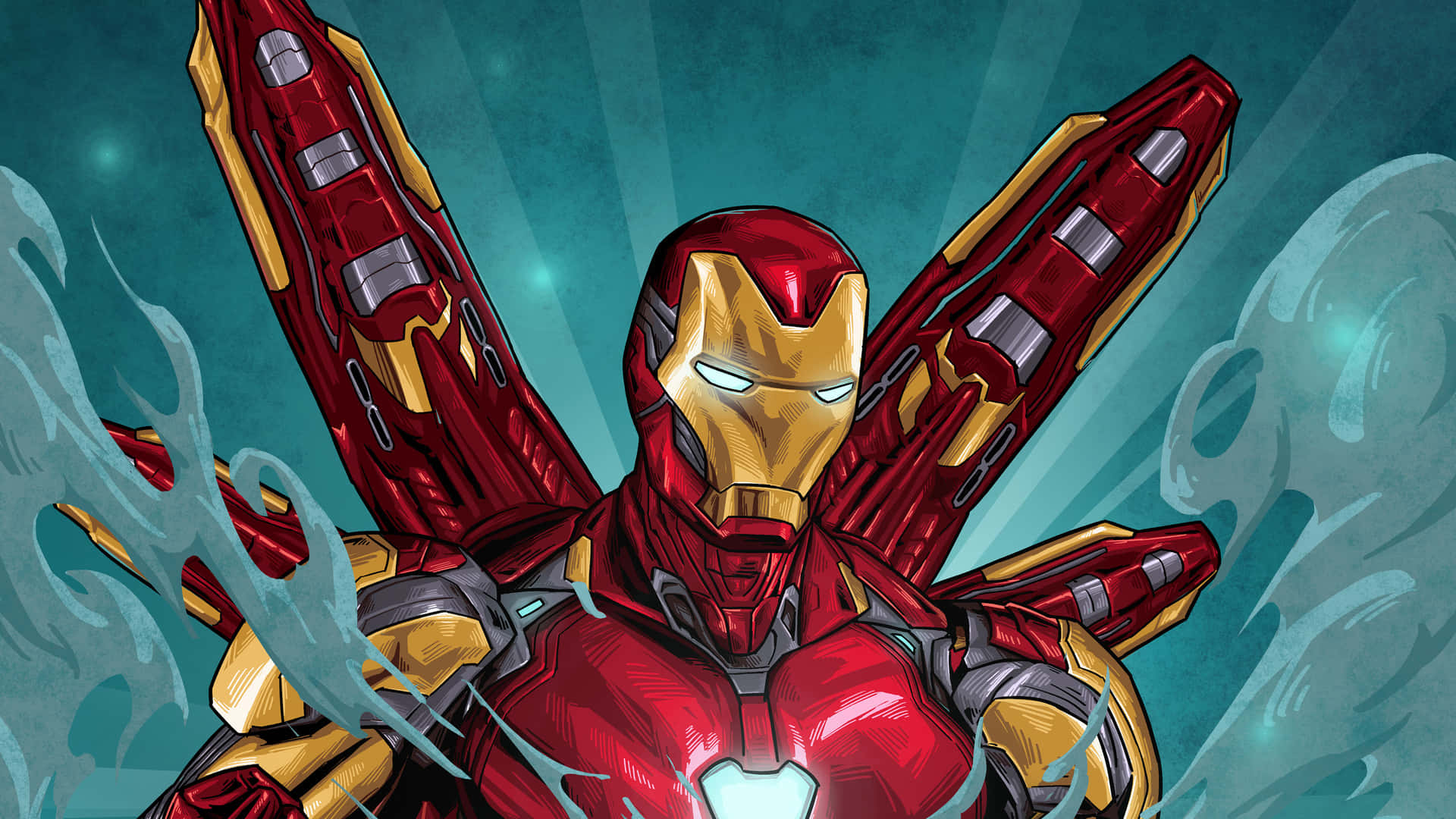 The Determined Iron Man - A Great Comic Art Wallpaper Wallpaper