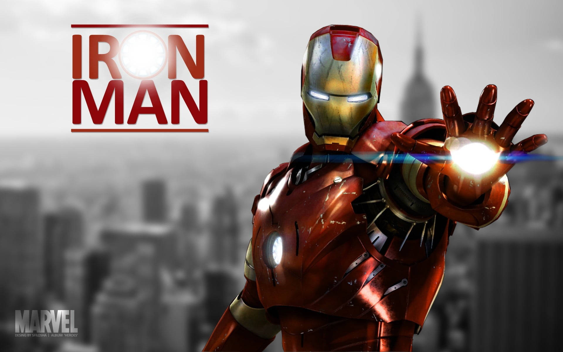 Iron Man Avenger 3d Grayscale Background Wallpaper