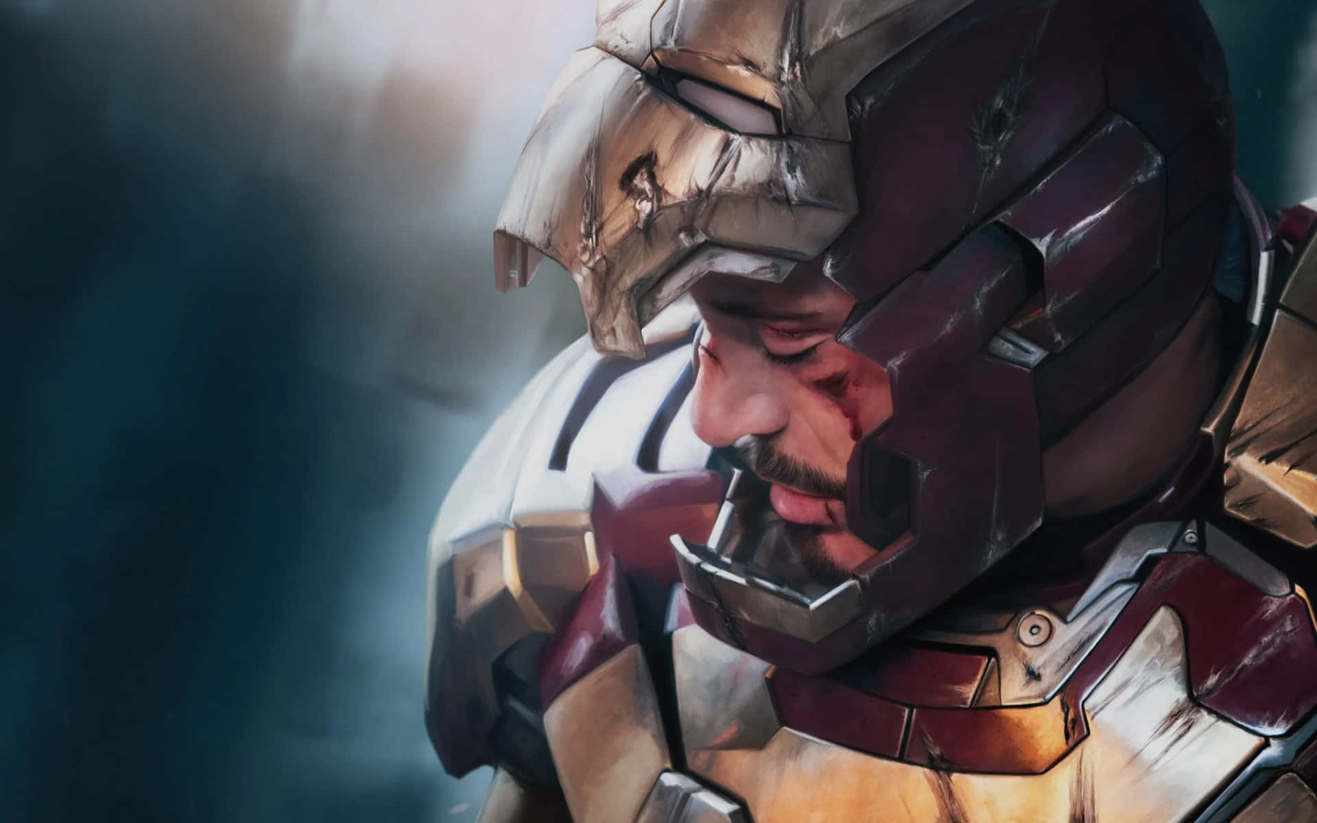 Iron Man Battle Damage Close Up Wallpaper