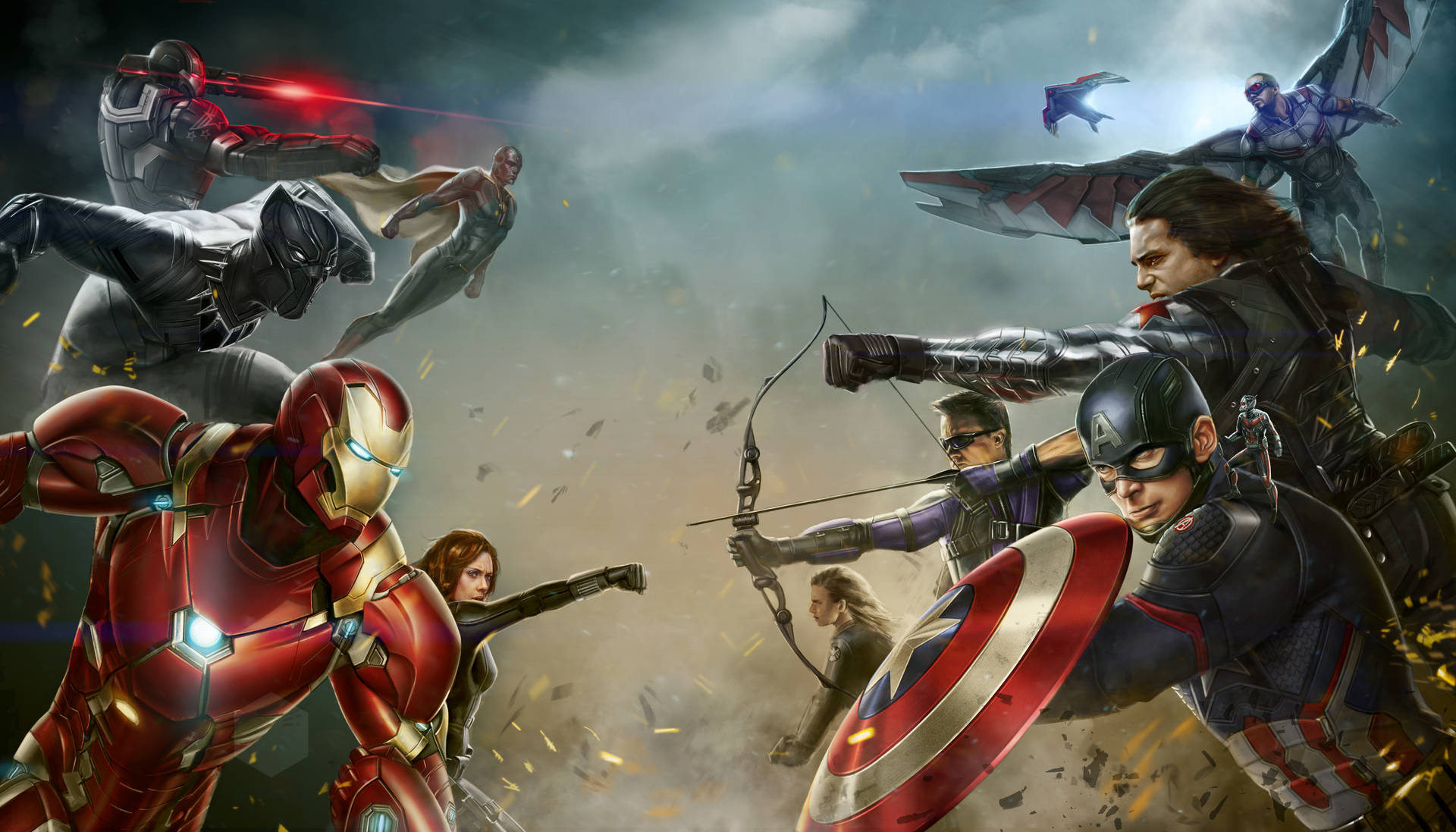 Iron Man Battling Against Captain America Civil War Background