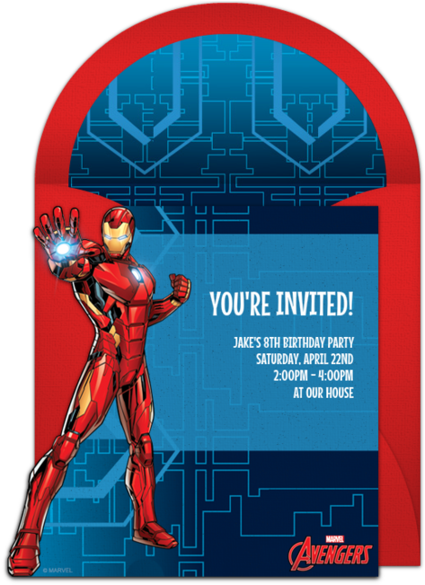 Iron Man Birthday Invitation Card PNG