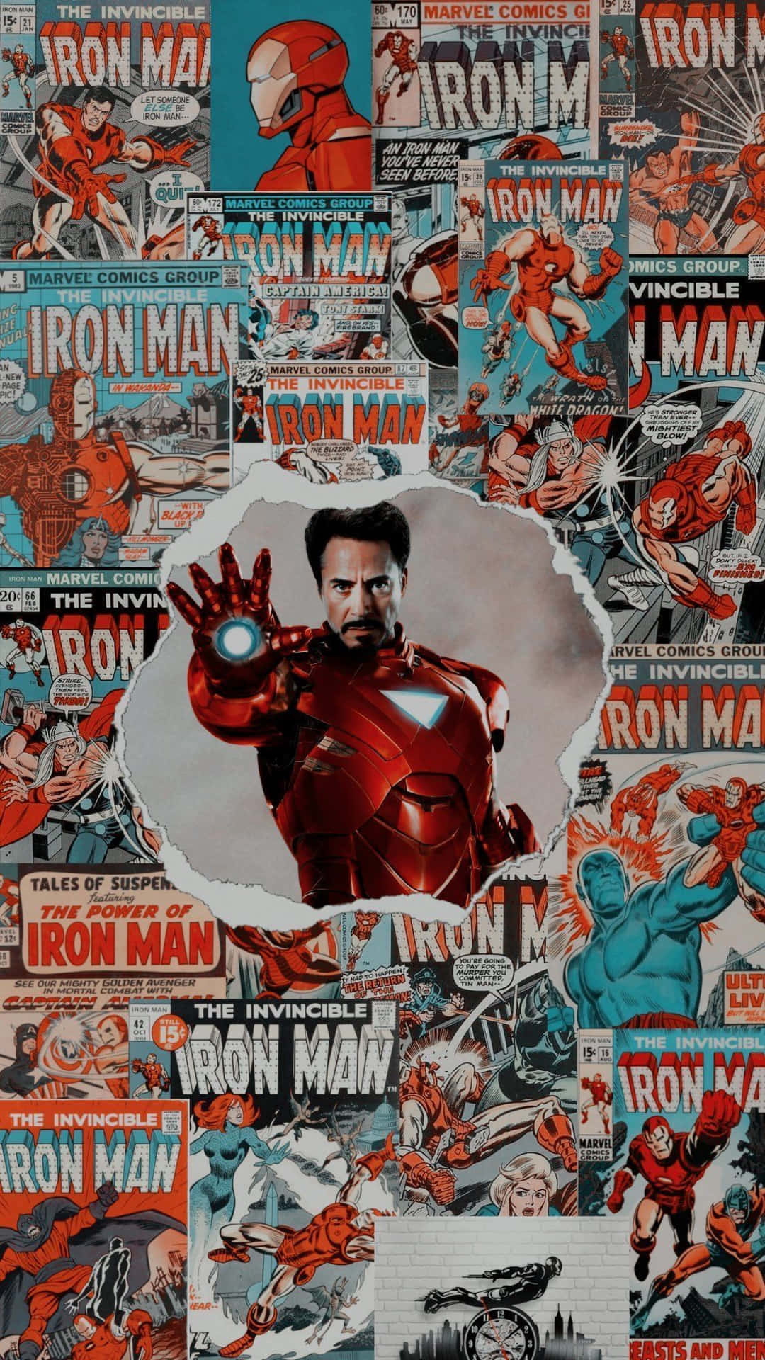 Iron Man showered in streams of light Wallpaper
