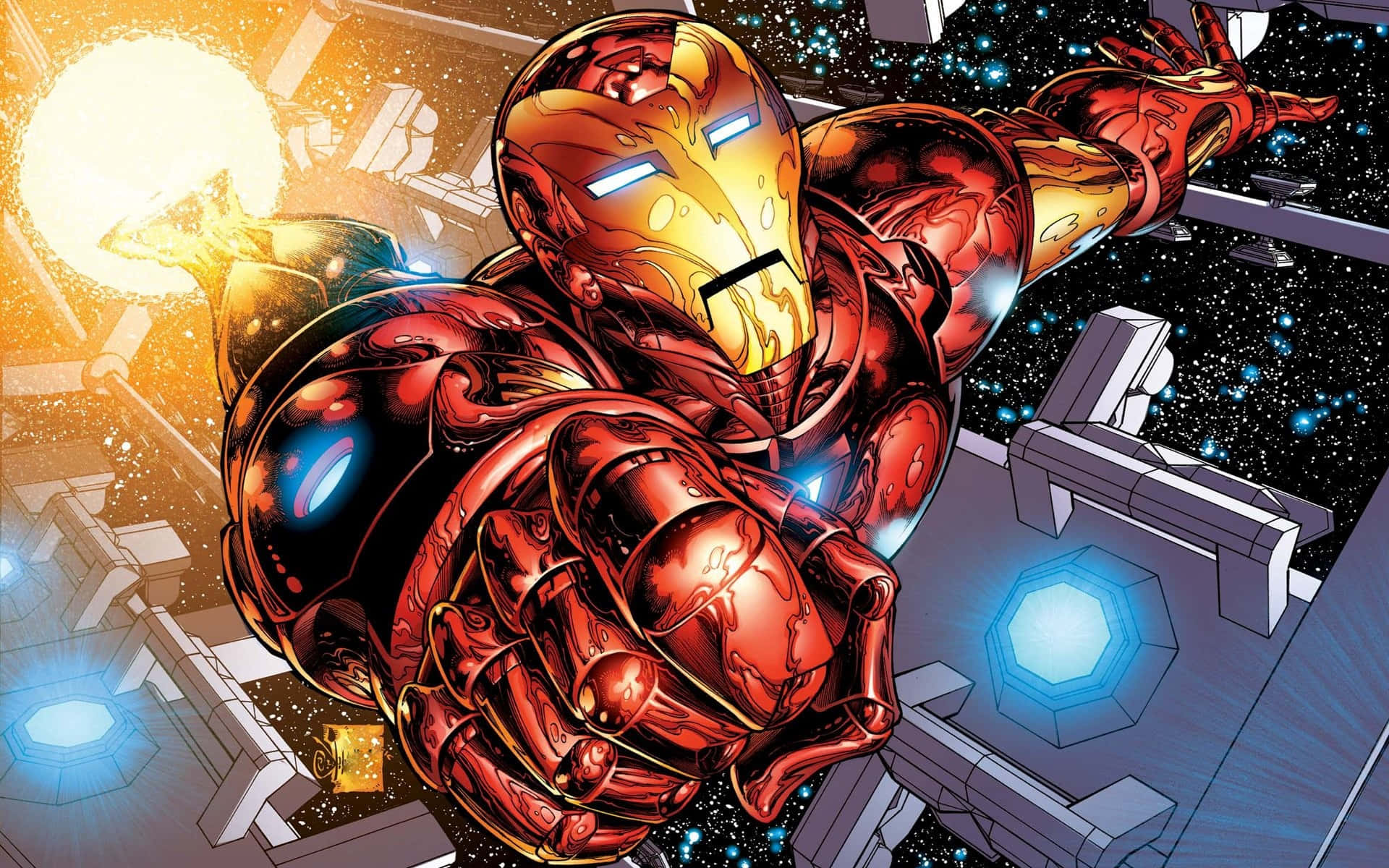 Blast Off into the World of Iron Man Comics Wallpaper