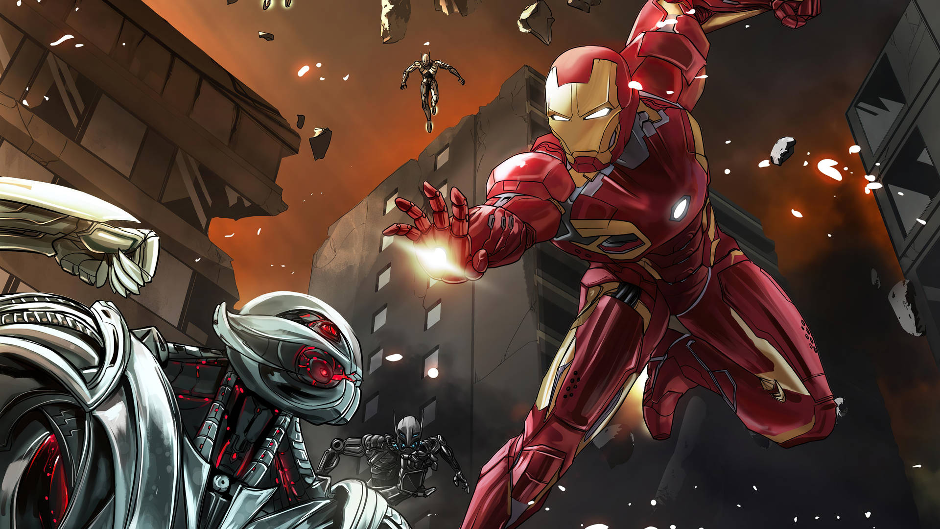 Iron Man Fighting Ultron Wallpaper