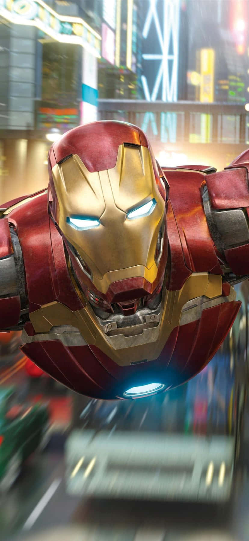 Iron Man Terbang Melalui Kota Wallpaper