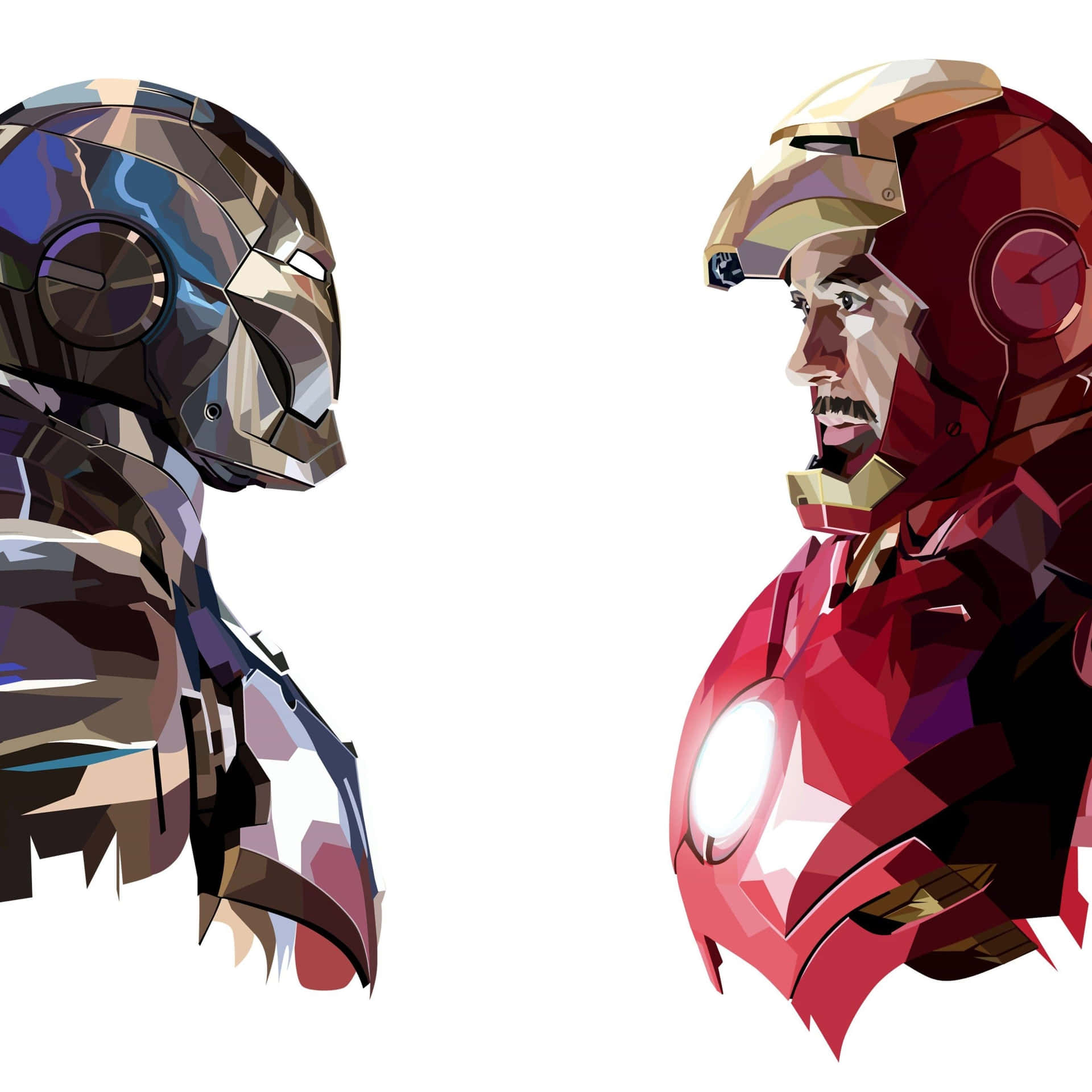 Iron Man Geometric Art Faceoff Wallpaper