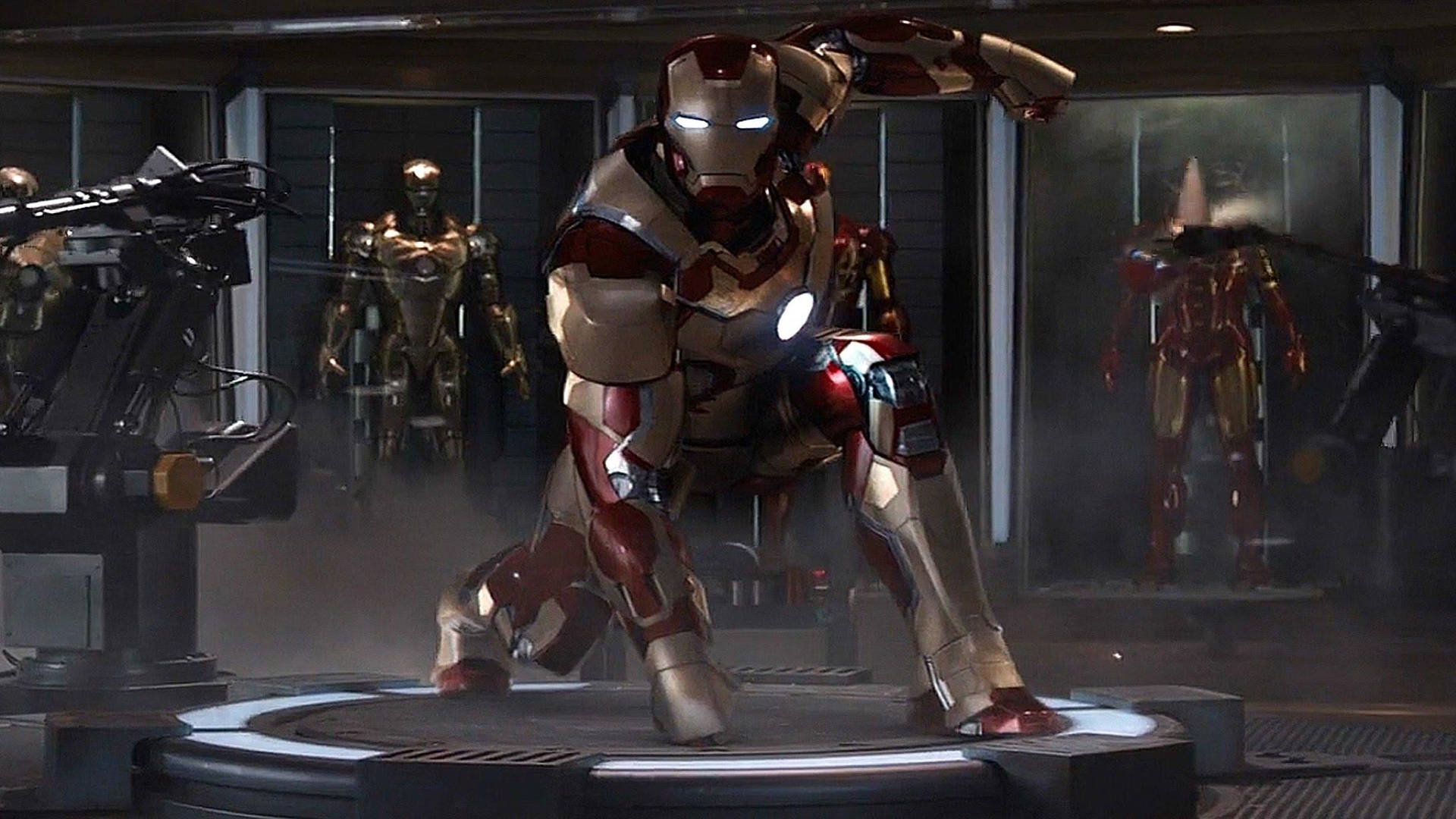 Showcasing the Iron Man Mark 3 armor Wallpaper