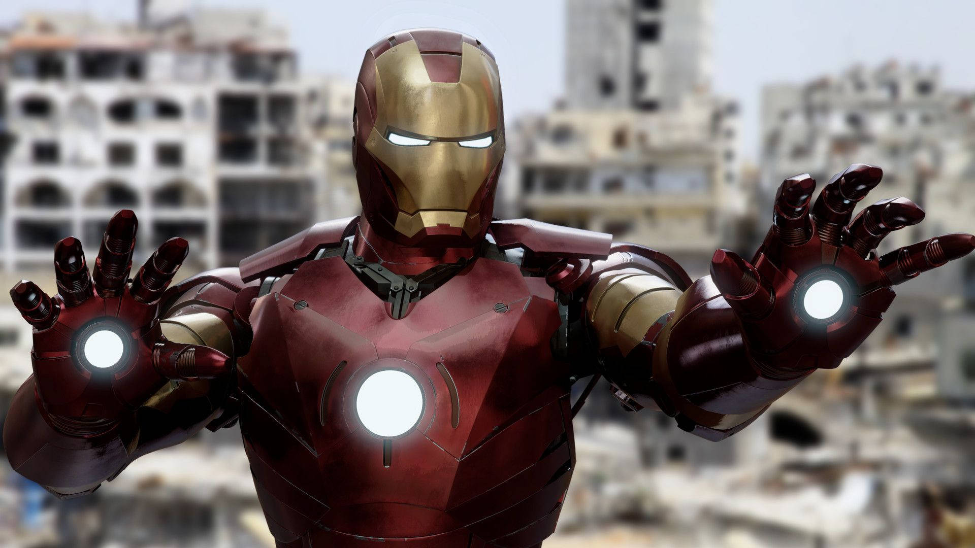 Iron Man Mark 3, det ikoniske røde og guldangreb rustning. Wallpaper