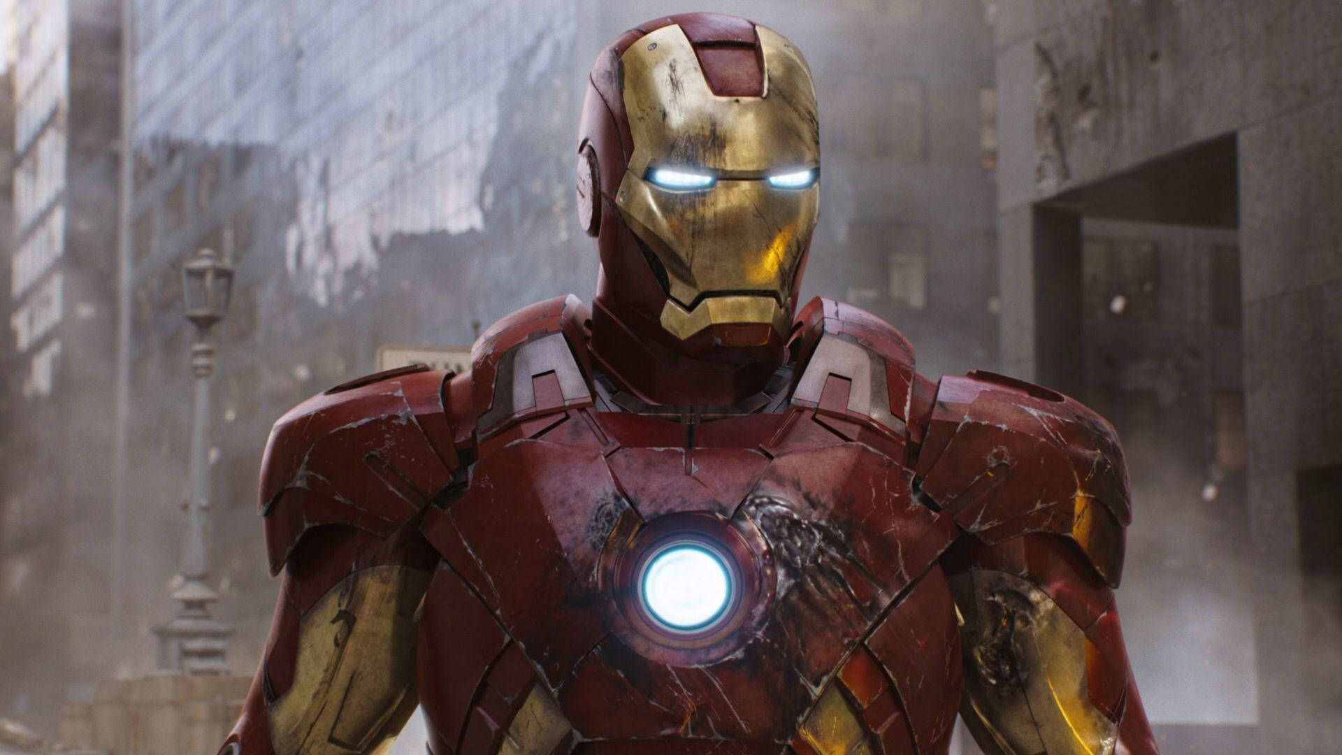 Tony Stark flyvende i sin Iron Man Mark 3-dragt Wallpaper