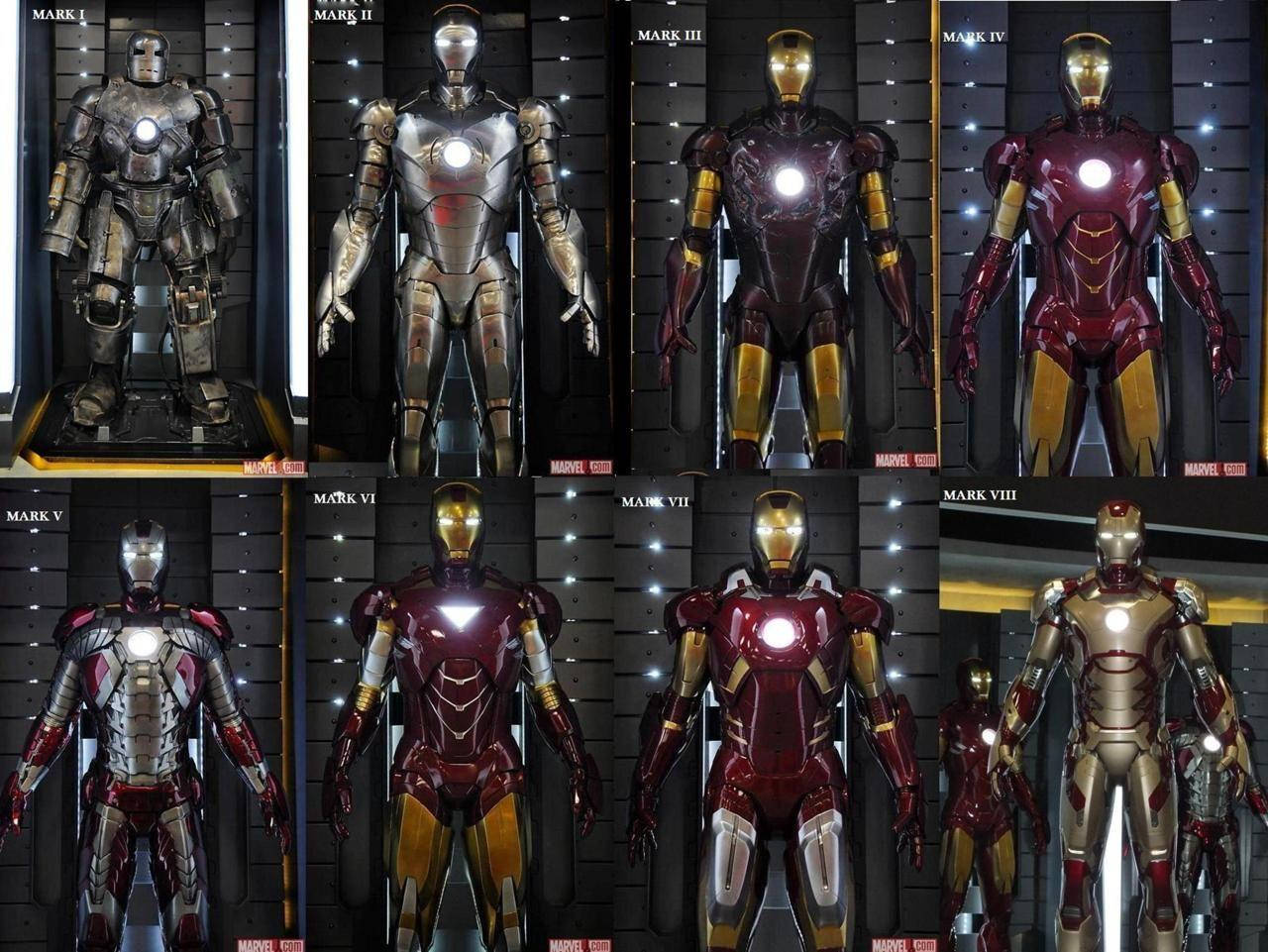 Tony Stark der klædt sig på i sin Iron Man Mark 3 rustning. Wallpaper