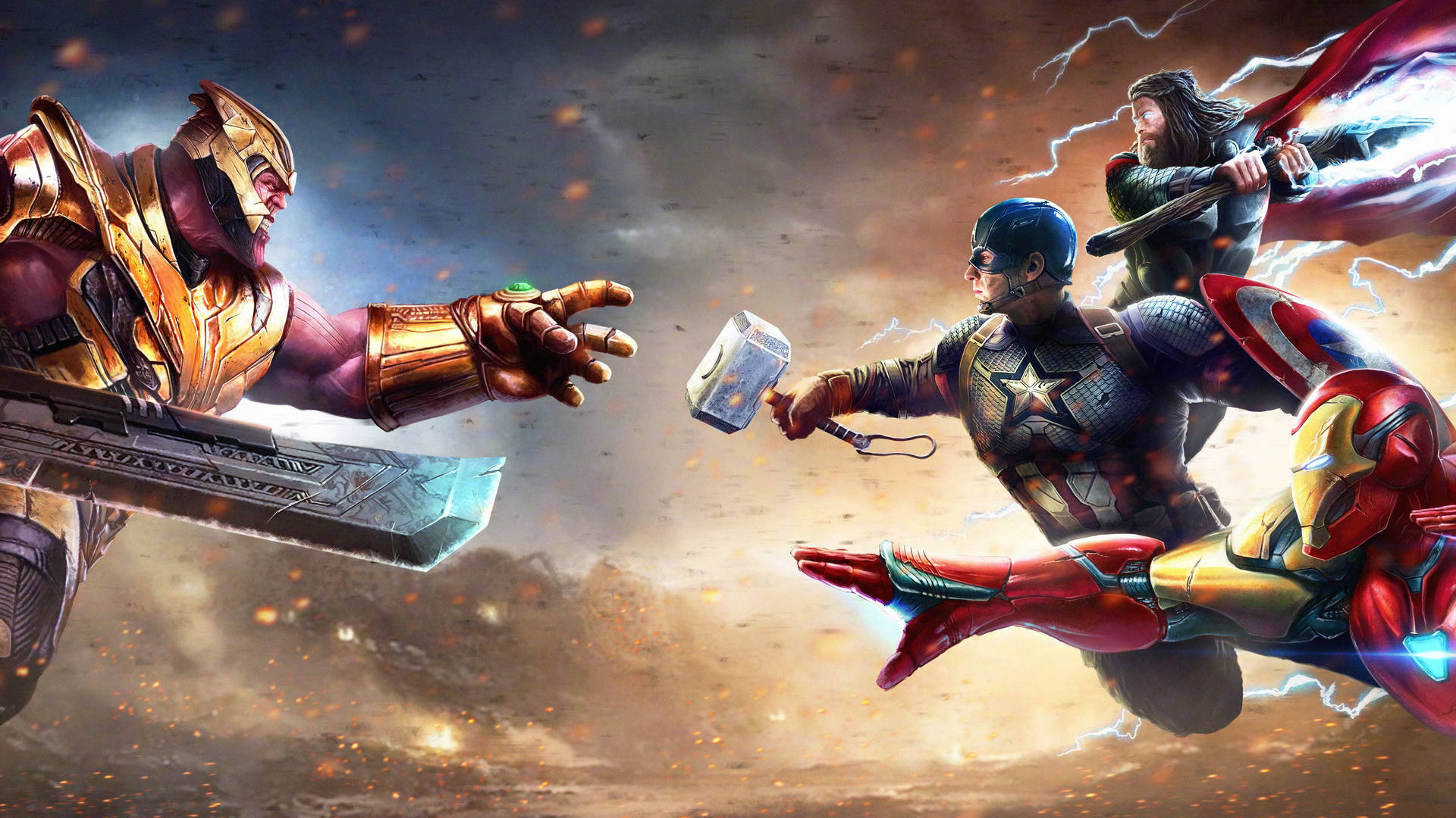 Iron Man Mark 85 Fighting Thanos Wallpaper