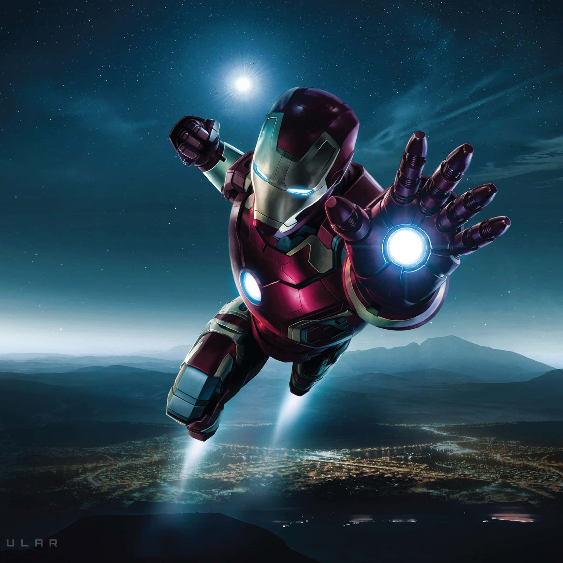 Iron_ Man_ Night_ Flight_ Above_ City Wallpaper