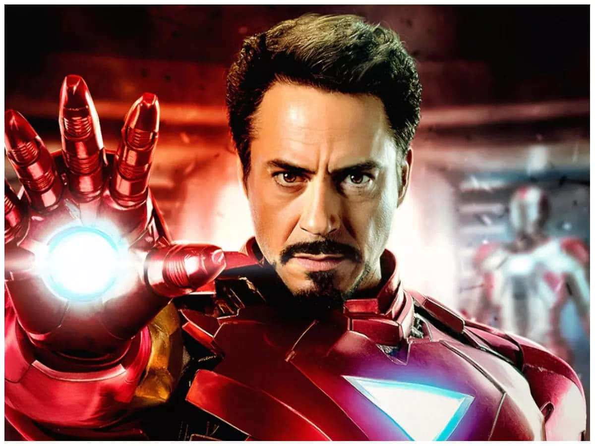 Ironman-bilden Med Robert Downey Jr Och Lysande Händerna.