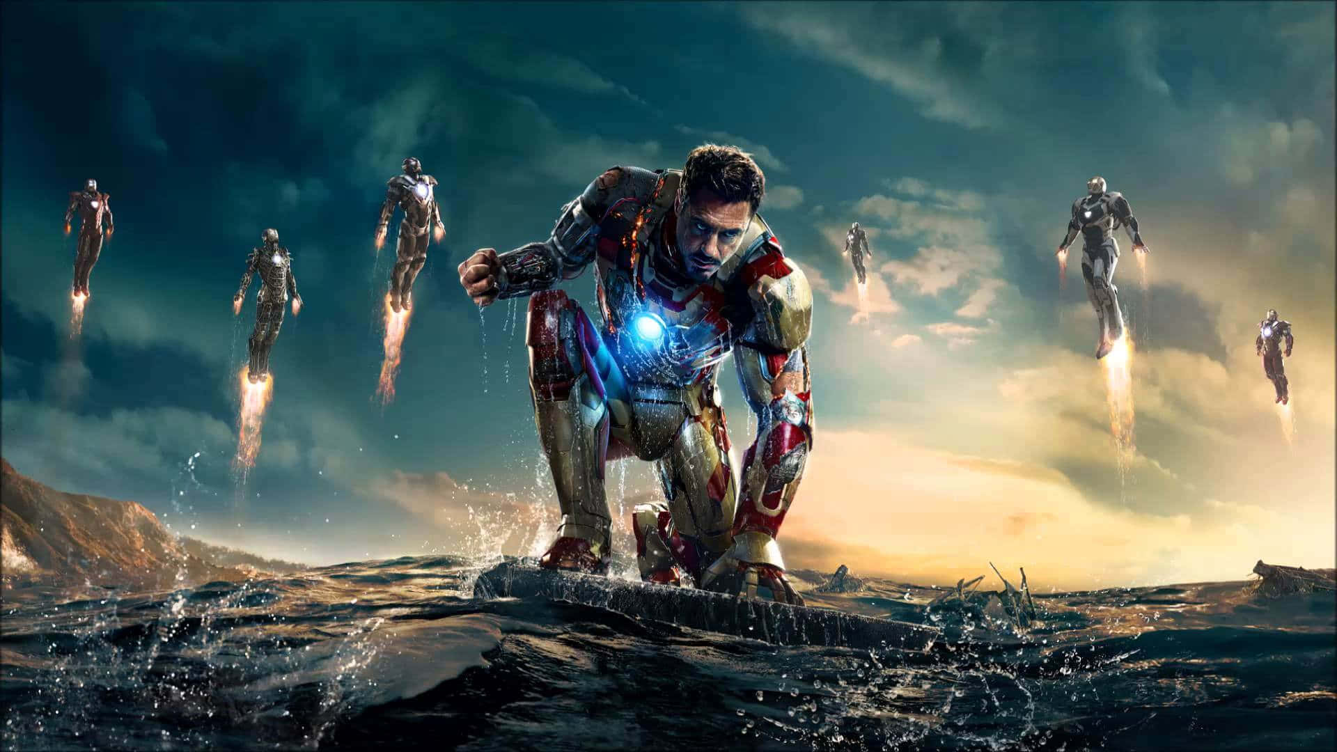 Ironman 3 Con Una Imagen Del Traje De Iron Man Volando.