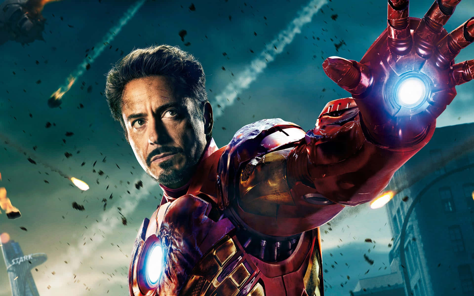 Imagende Iron Man, Interpretado Por Robert Downey Jr, En Medio De La Destrucción De Una Ciudad.