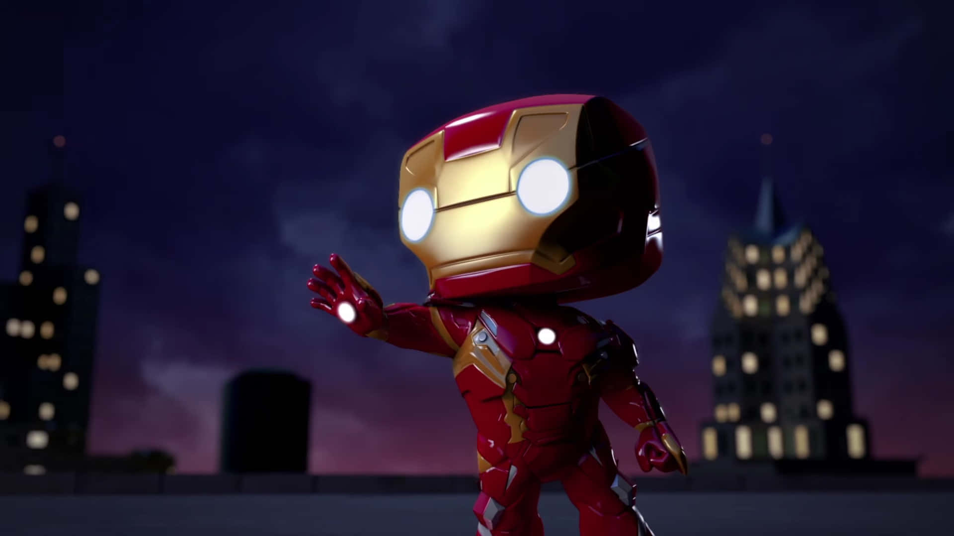 An action-packed collection of Iron Man Pop Figures Wallpaper