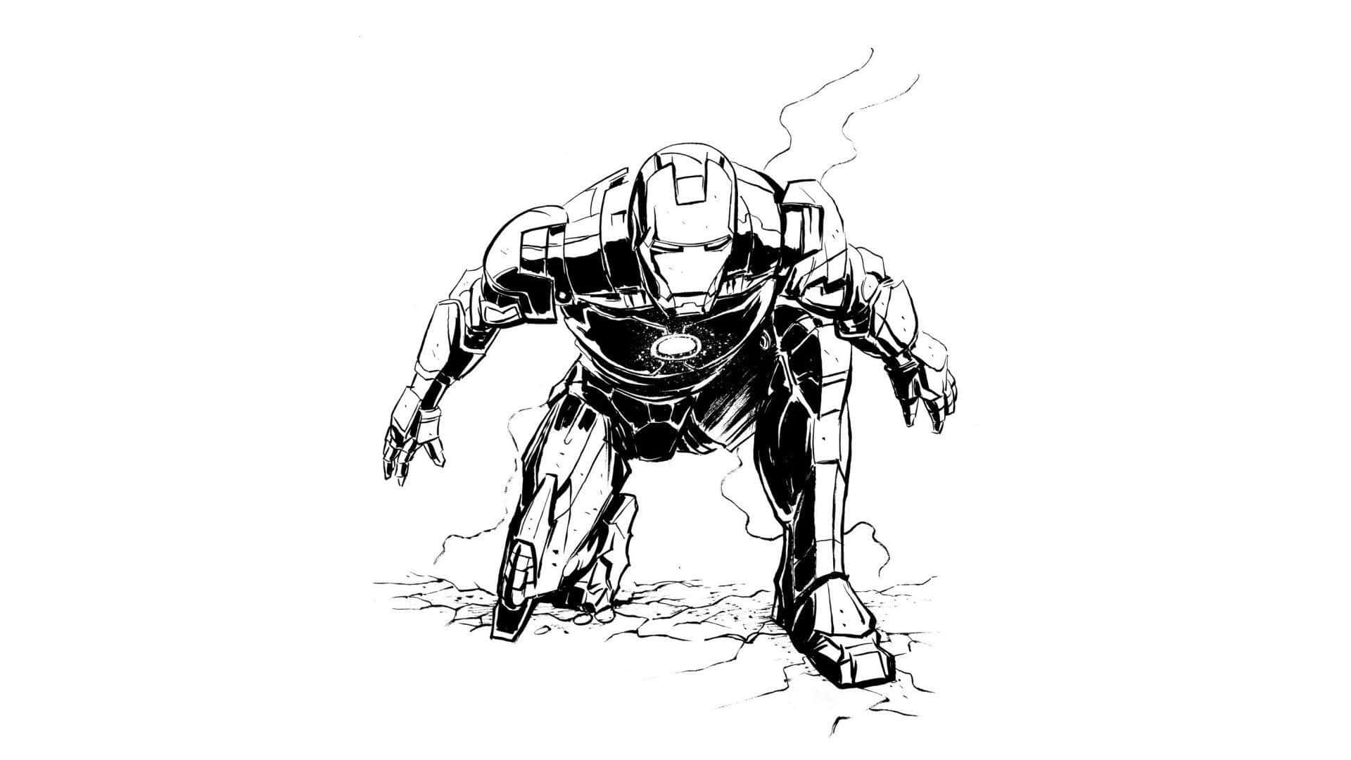 Iron Man Sketch Action Pose Wallpaper