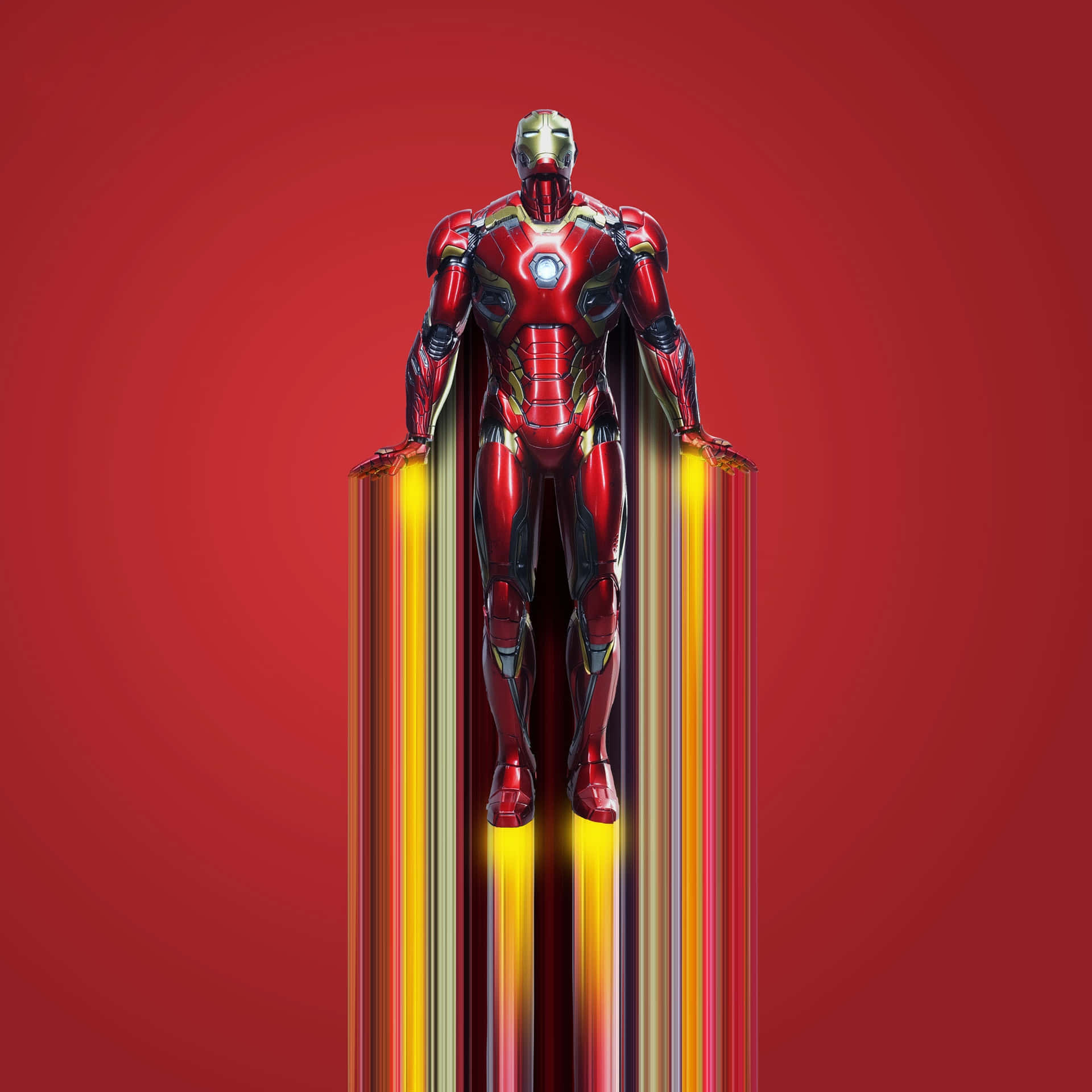Iron Man Standing Against Red Background Wallpaper
