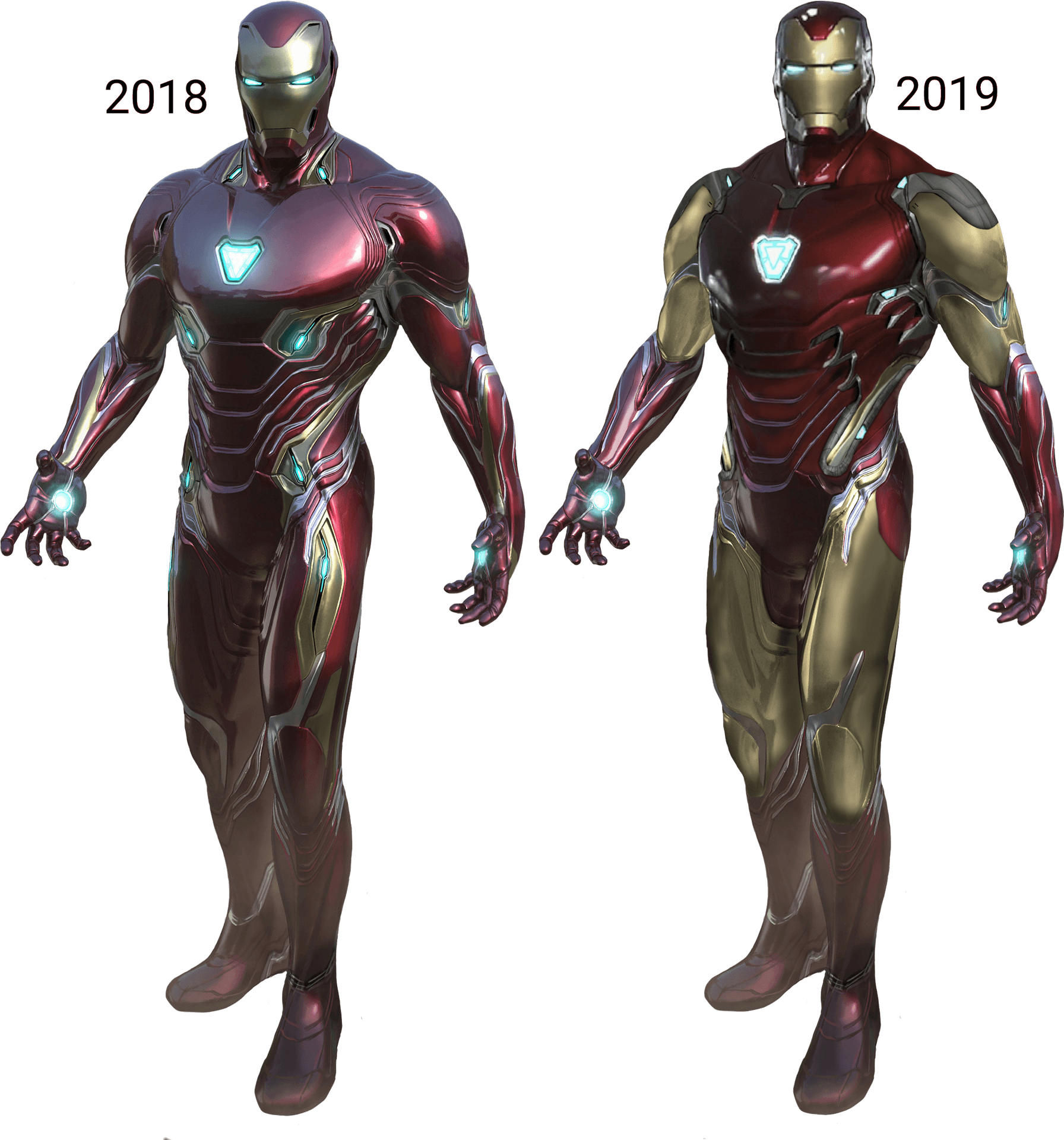 Iron Man Suit Evolution2018vs2019 PNG