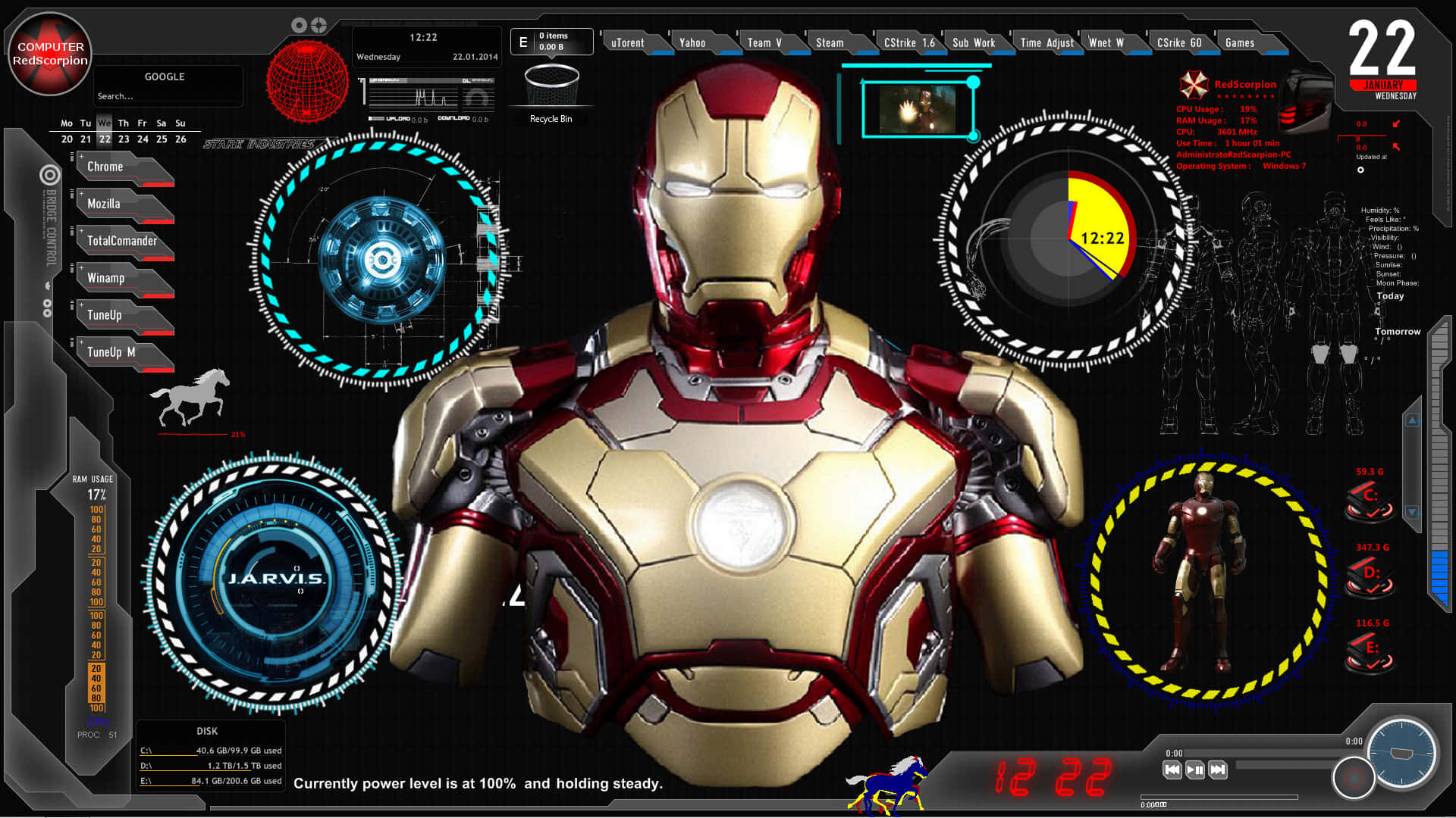This eye-catching design features Tony Stark's advanced Iron Man Technology Wallpaper