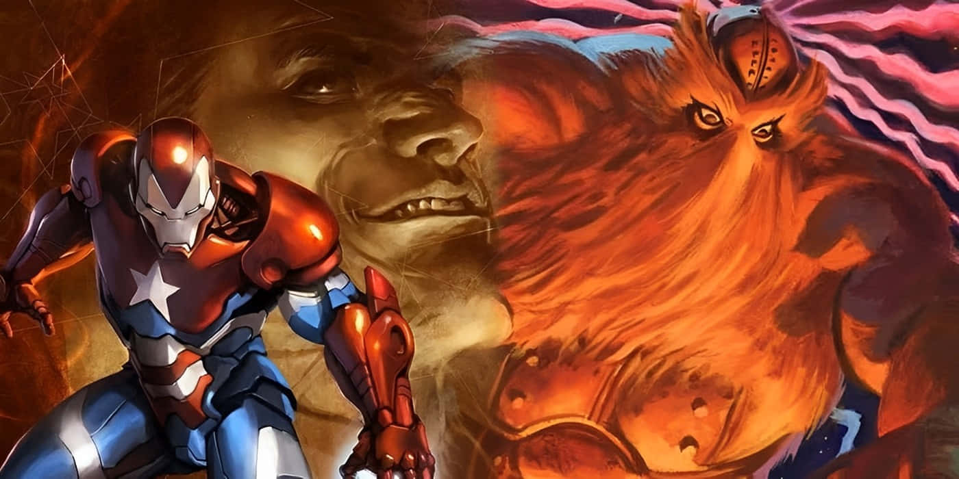 Iron Man fights against various adversaries Wallpaper