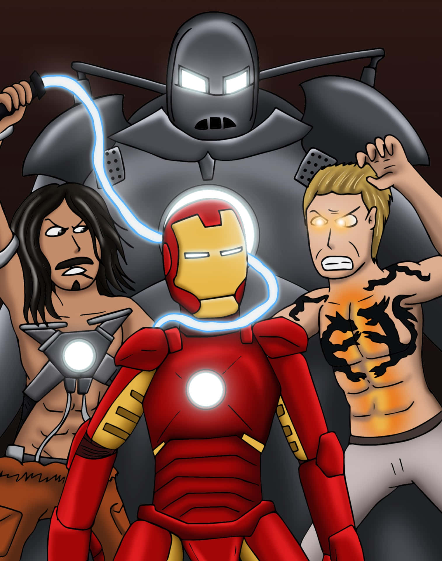 Iron Man Confronts Villains Wallpaper
