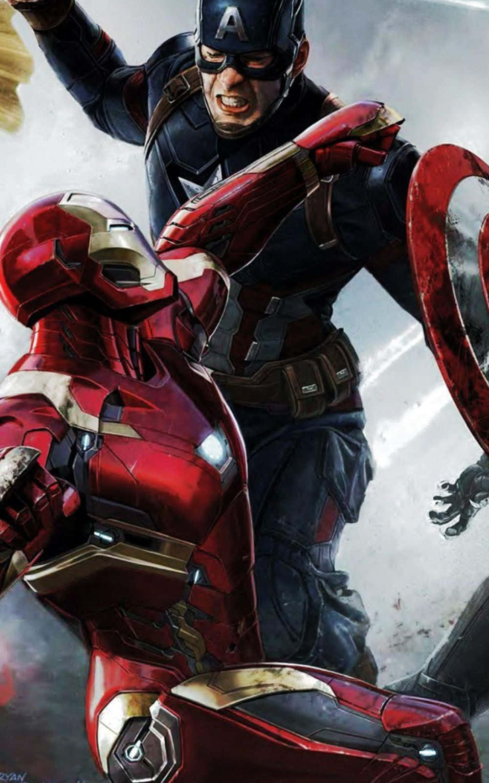Iron Man and Captain America Prepare for Battle Wallpaper