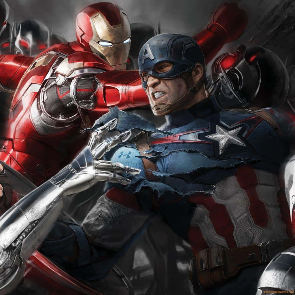 Epic Battle Between Iron Man and Captain America Wallpaper