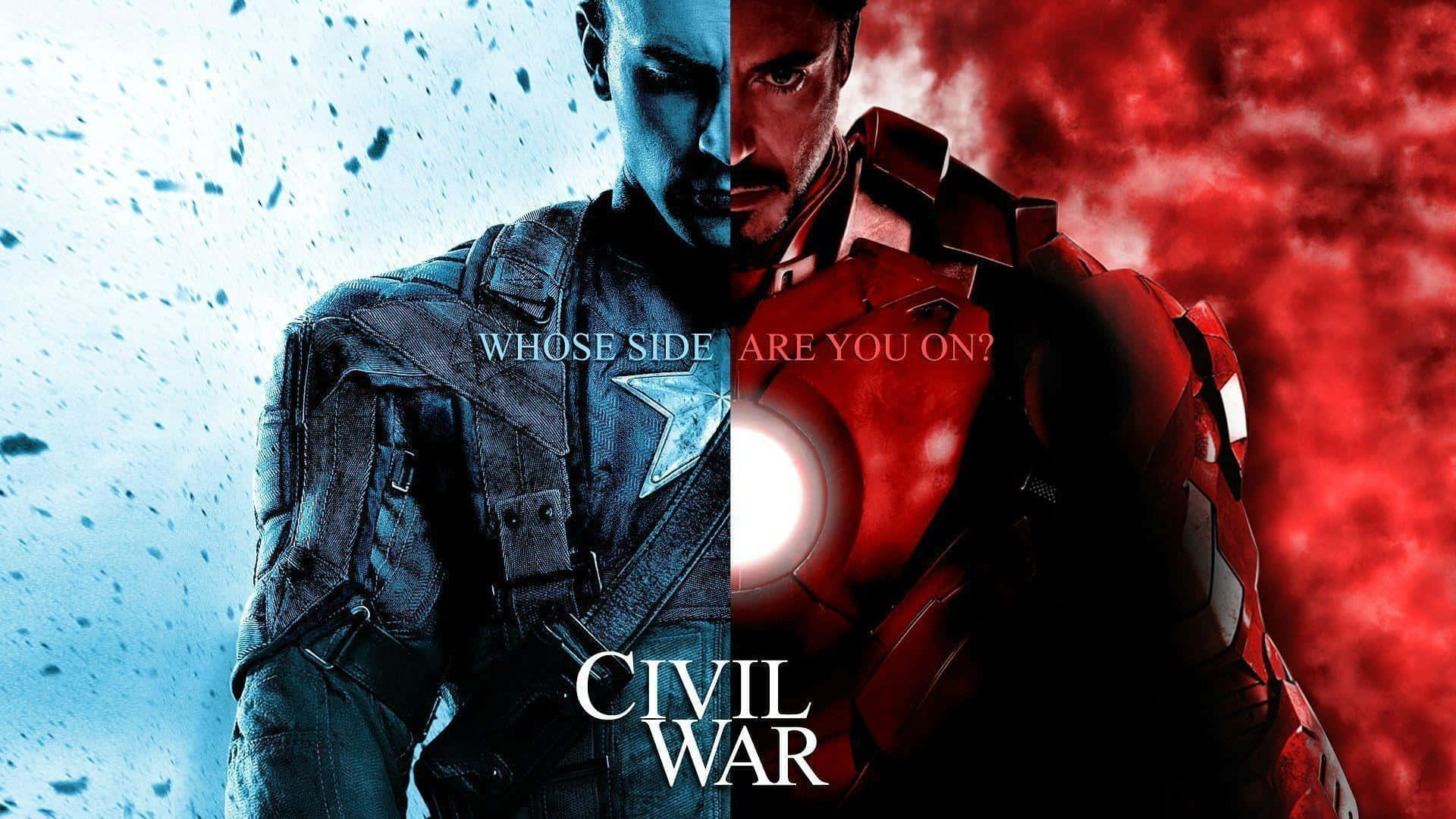 Iron Man and Captain America face off in a historic battle. Wallpaper