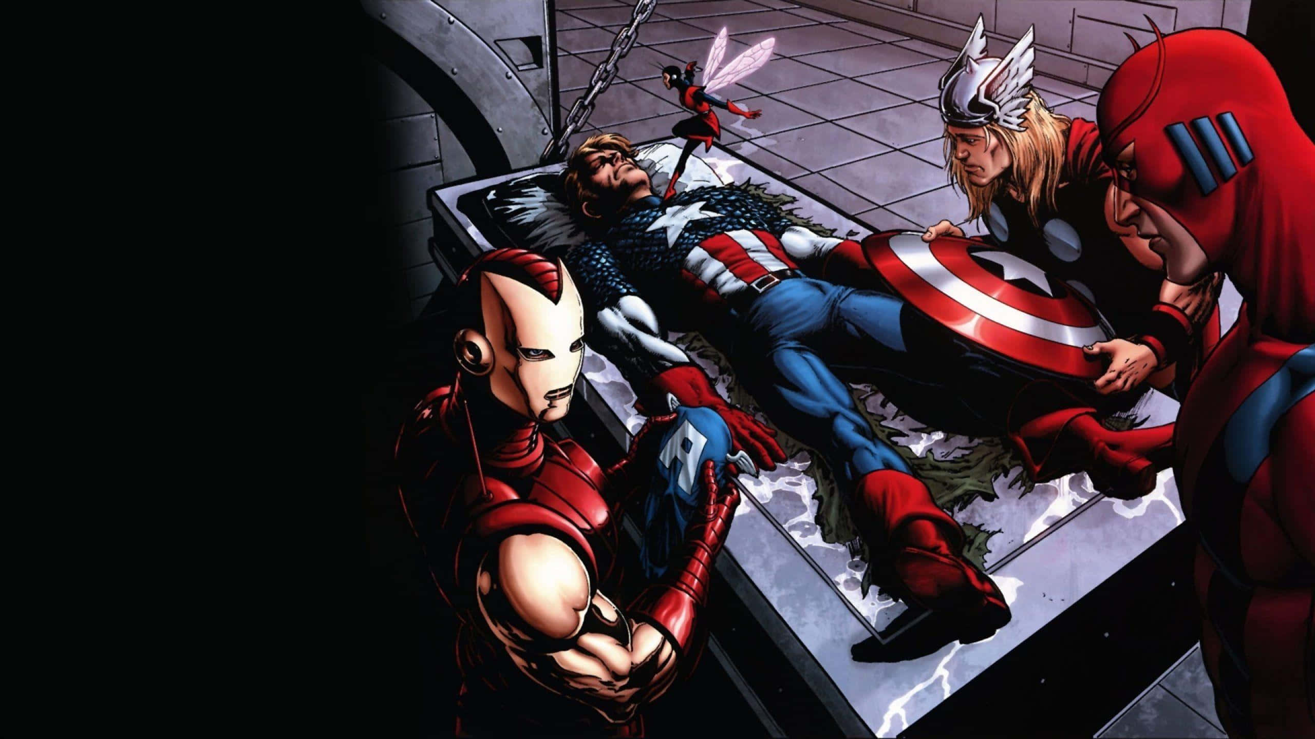 An Epic Showdown Between Marvel's Powerhouses, Iron Man vs Captain America Wallpaper