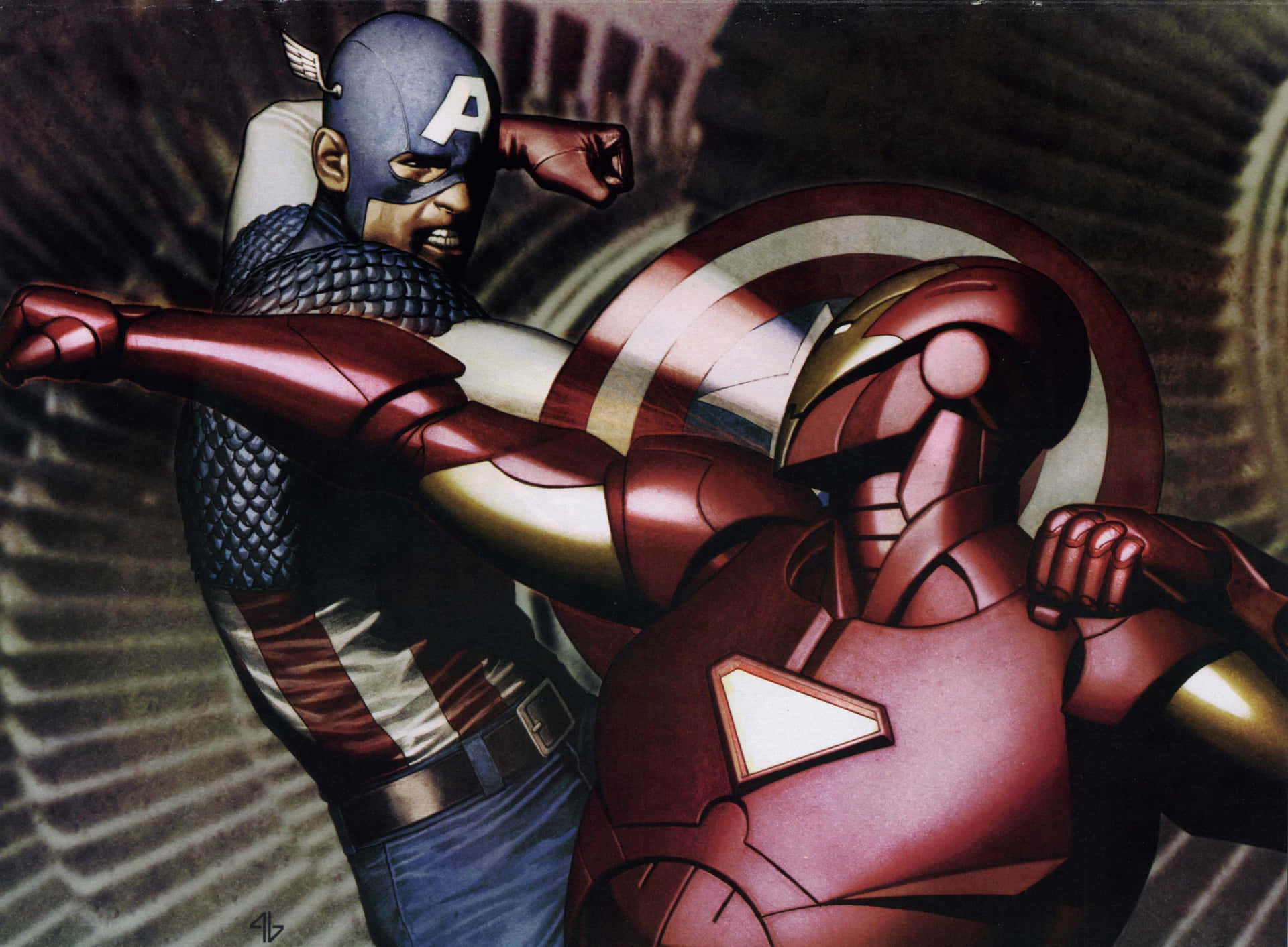 The Ultimate Battle of Good Vs Evil: Iron Man VS Captain America" Wallpaper