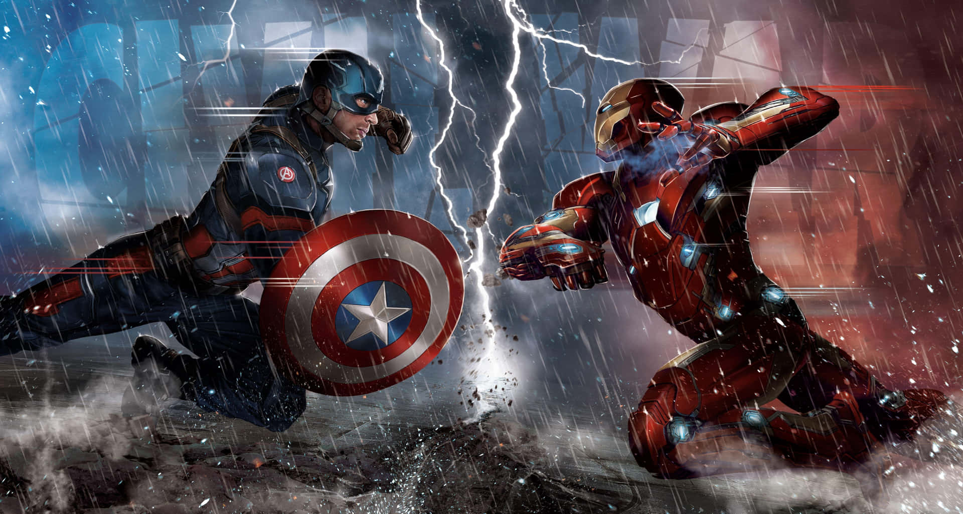 Iron Man and Captain America Fight Together for Justice Wallpaper