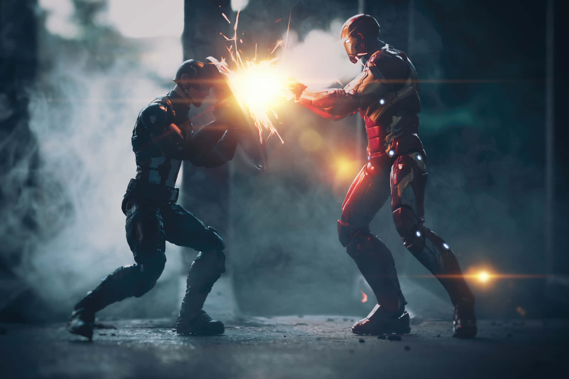 Epic Battle: Iron Man vs Captain America Wallpaper