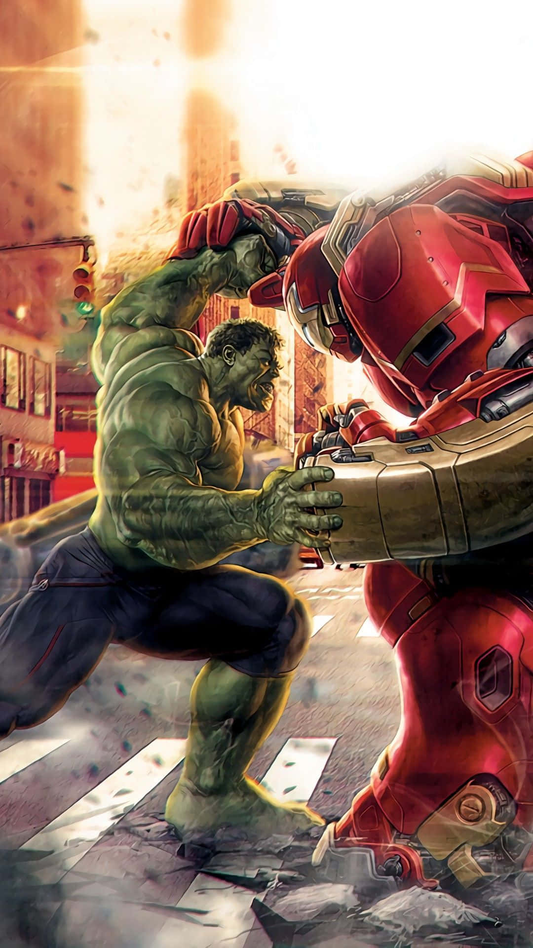 Iron Man and Hulk Face-Off In Fierce Battle Wallpaper