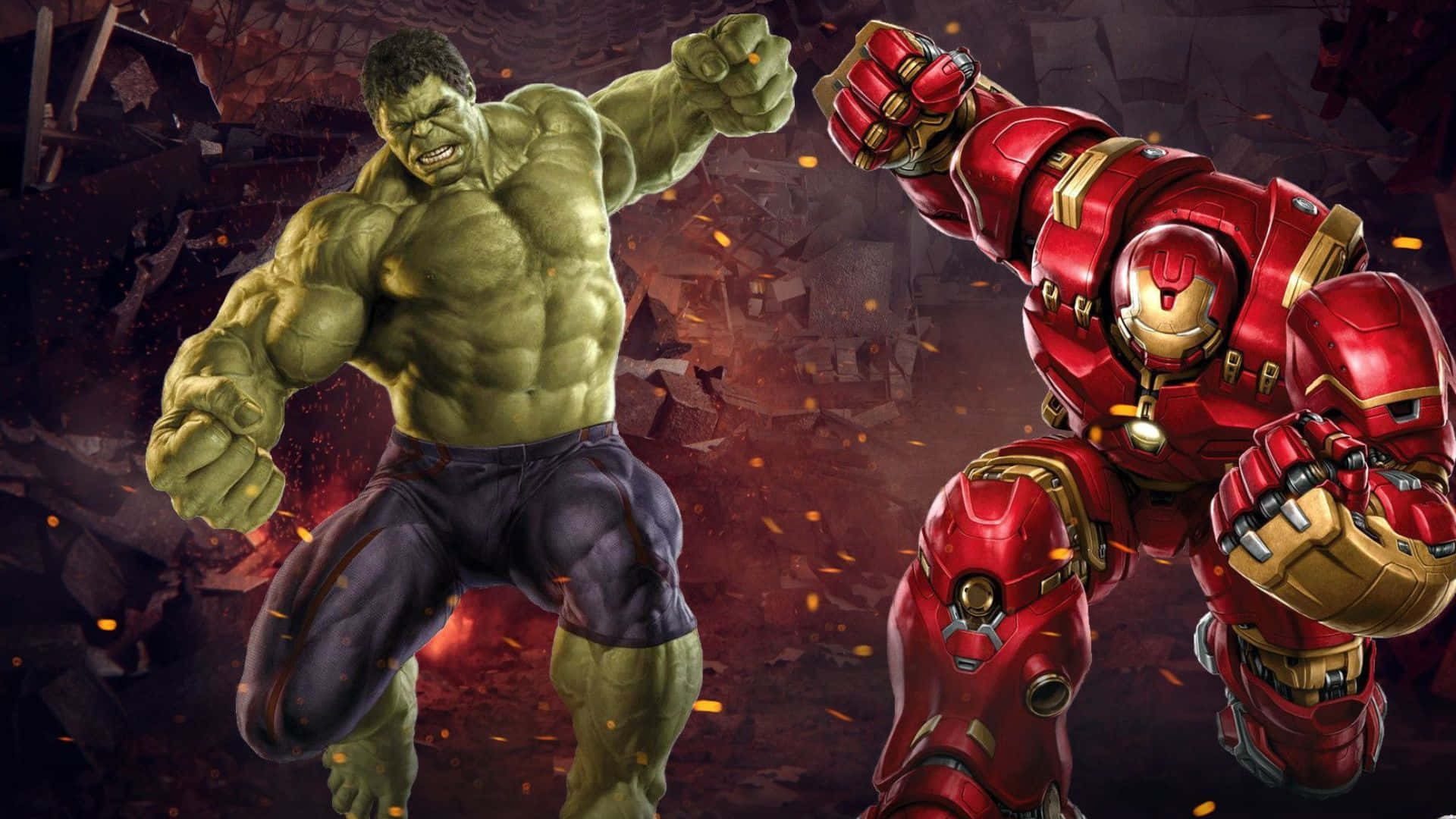 Iron Man and The Incredible Hulk face off in a epic Marvel match!" Wallpaper