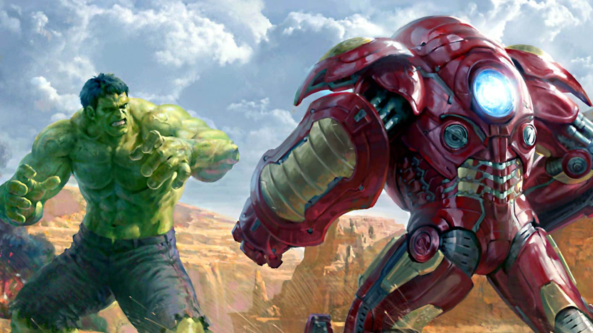 Iron Man and Hulk go head to head Wallpaper