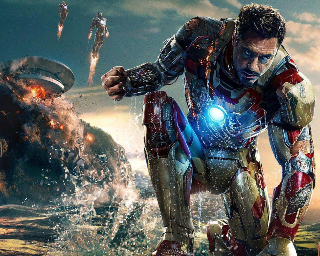 Iron Man faces off against his archrival Iron Monger in an epic battle Wallpaper