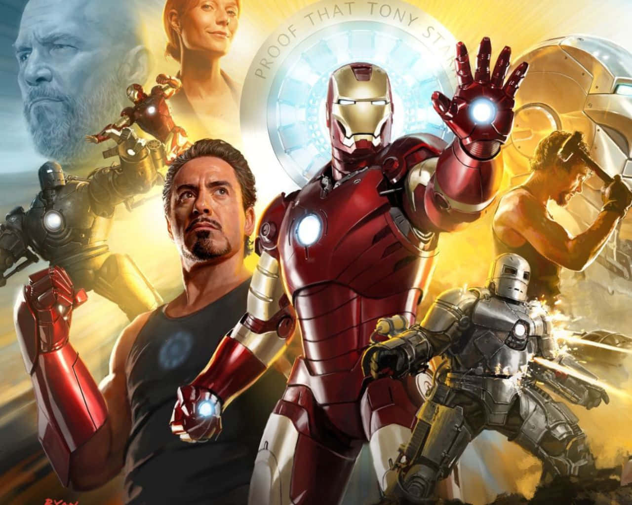 Iron Man battles Iron Monger in a heated battle of strength and wits Wallpaper
