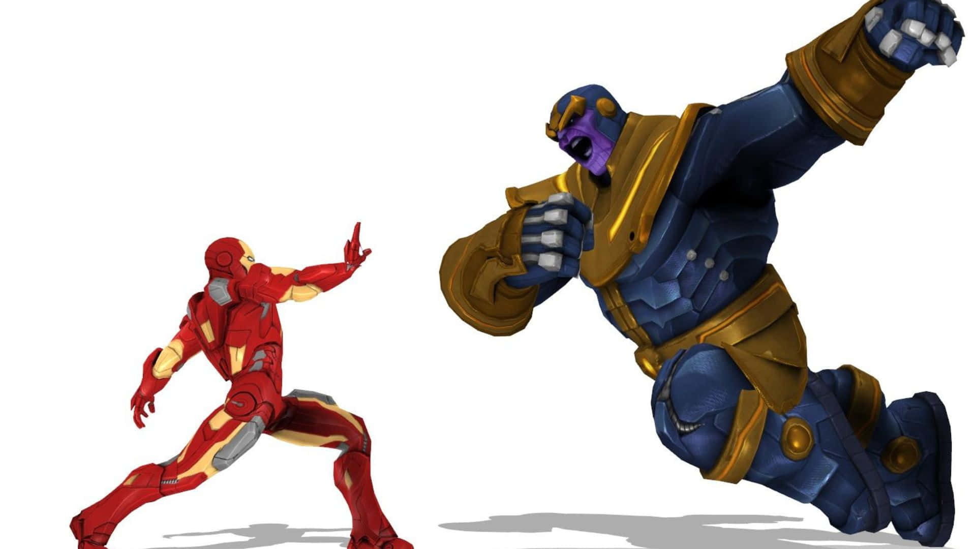 Iron Man goes head-to-head with Thanos in an epic superhero showdown" Wallpaper
