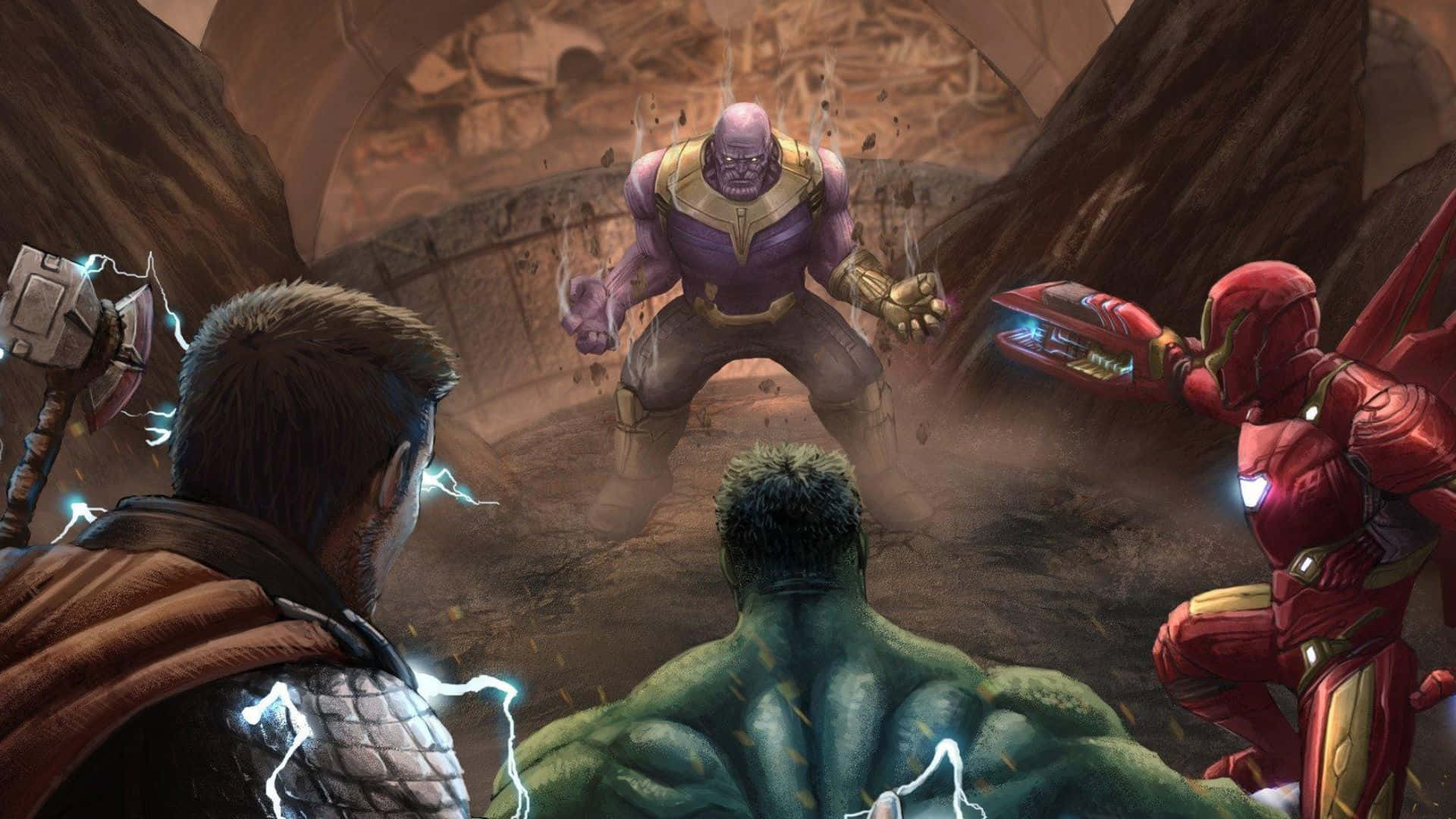 Iron Man battles Thanos to save the universe Wallpaper