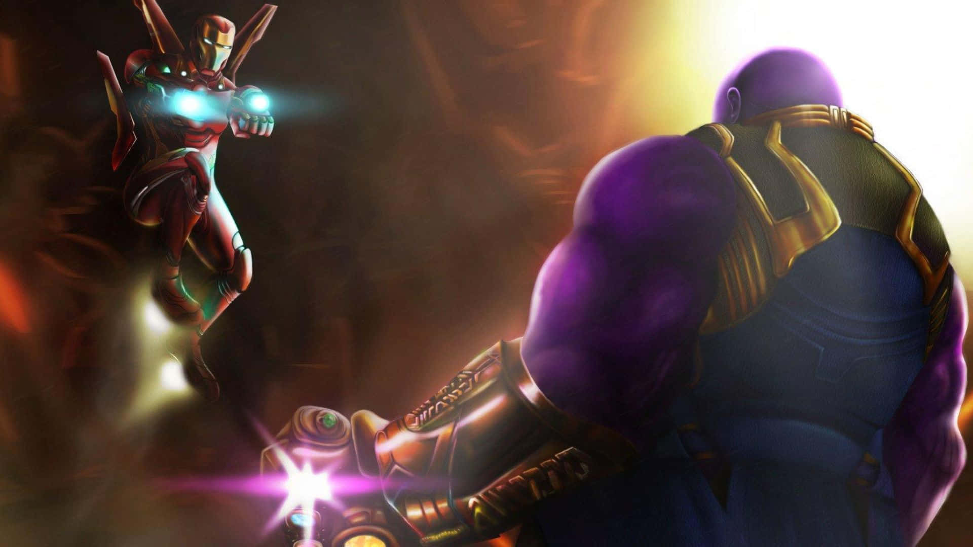 Iron Man and Thanos Locked in an Epic Battle Wallpaper